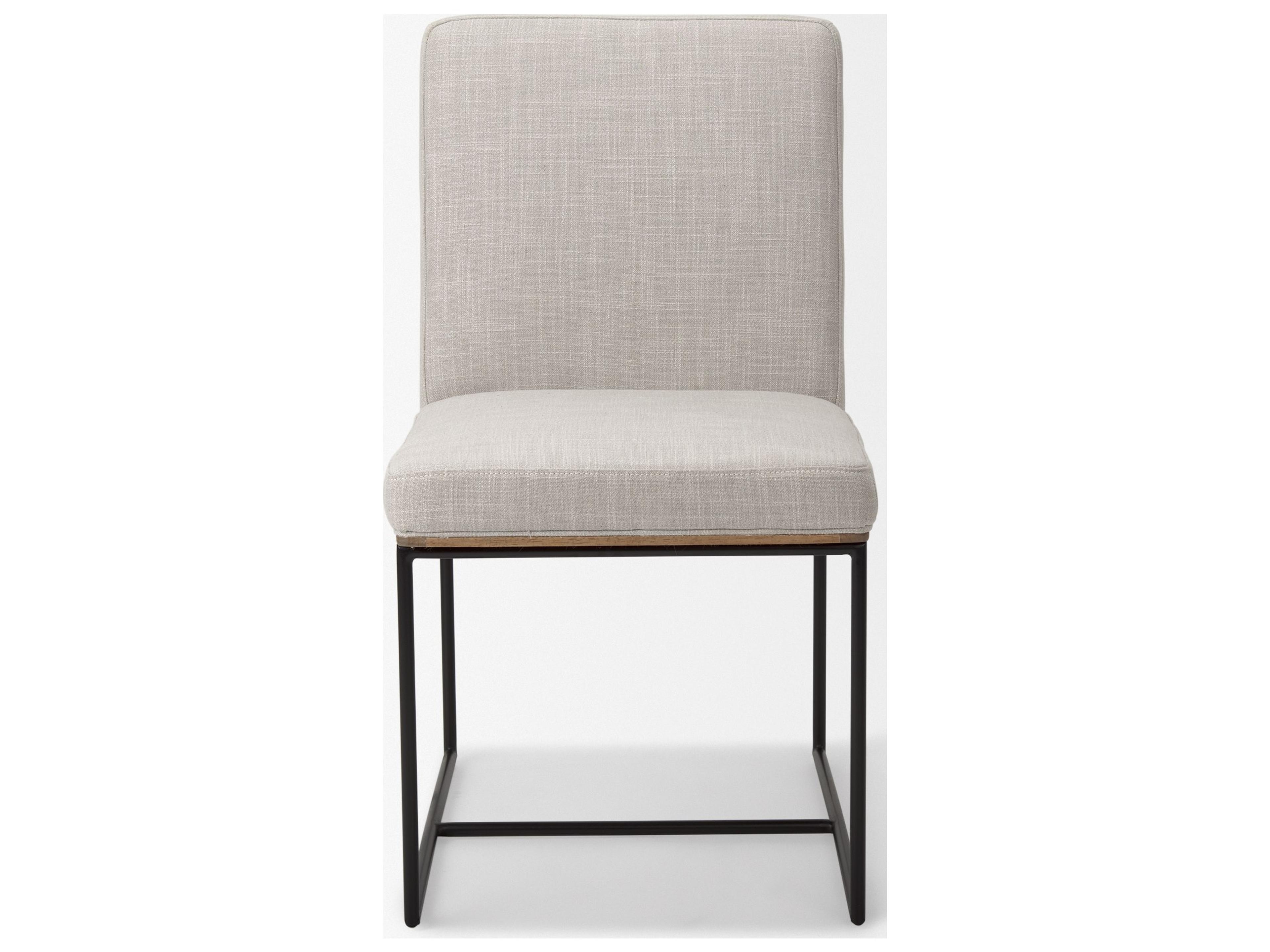 Mercana Stamford Beige Upholstered Seat w/ Wood Back, Black Metal Frame Dining Chair