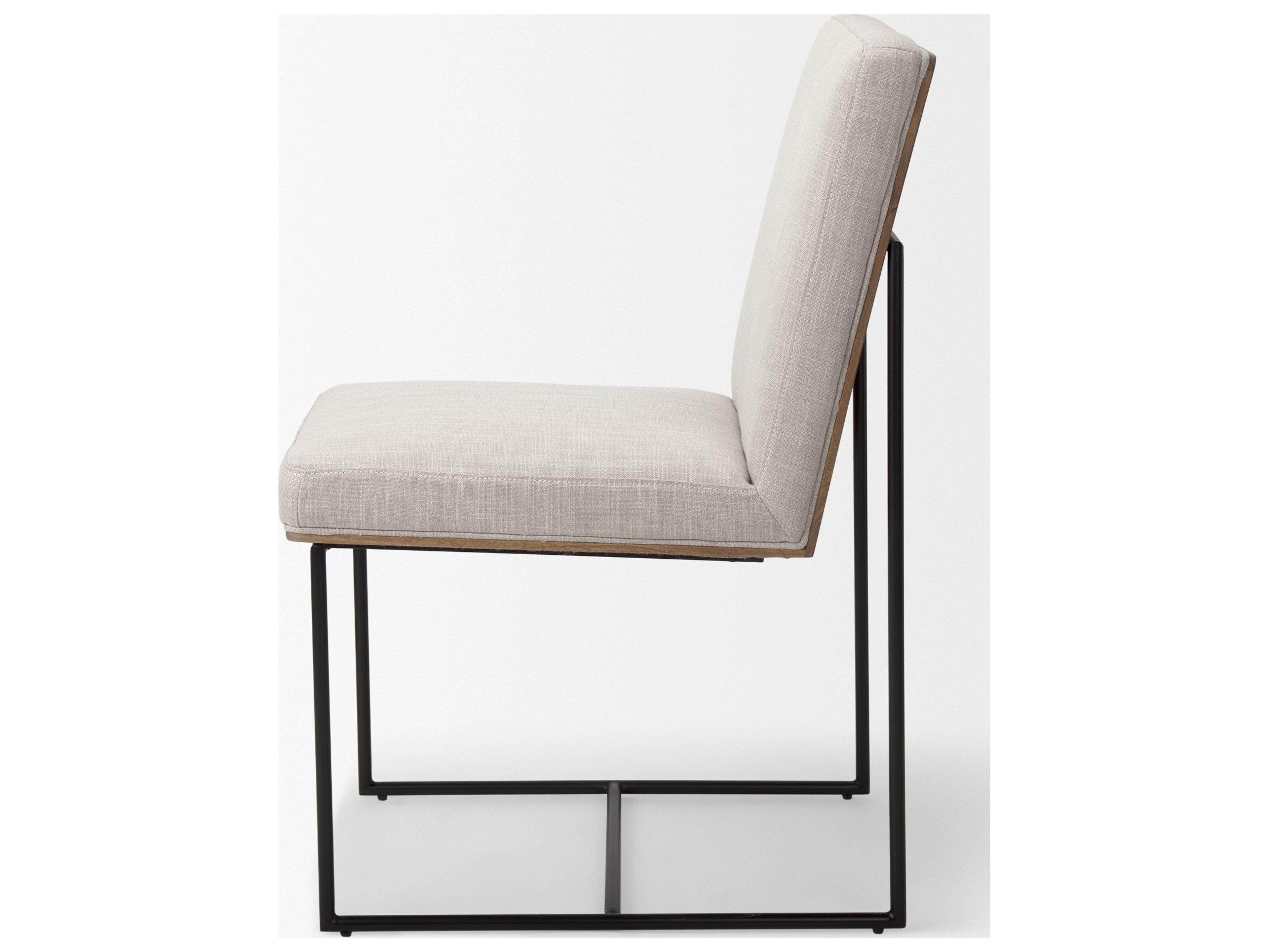 Mercana Stamford Beige Upholstered Seat w/ Wood Back, Black Metal Frame Dining Chair