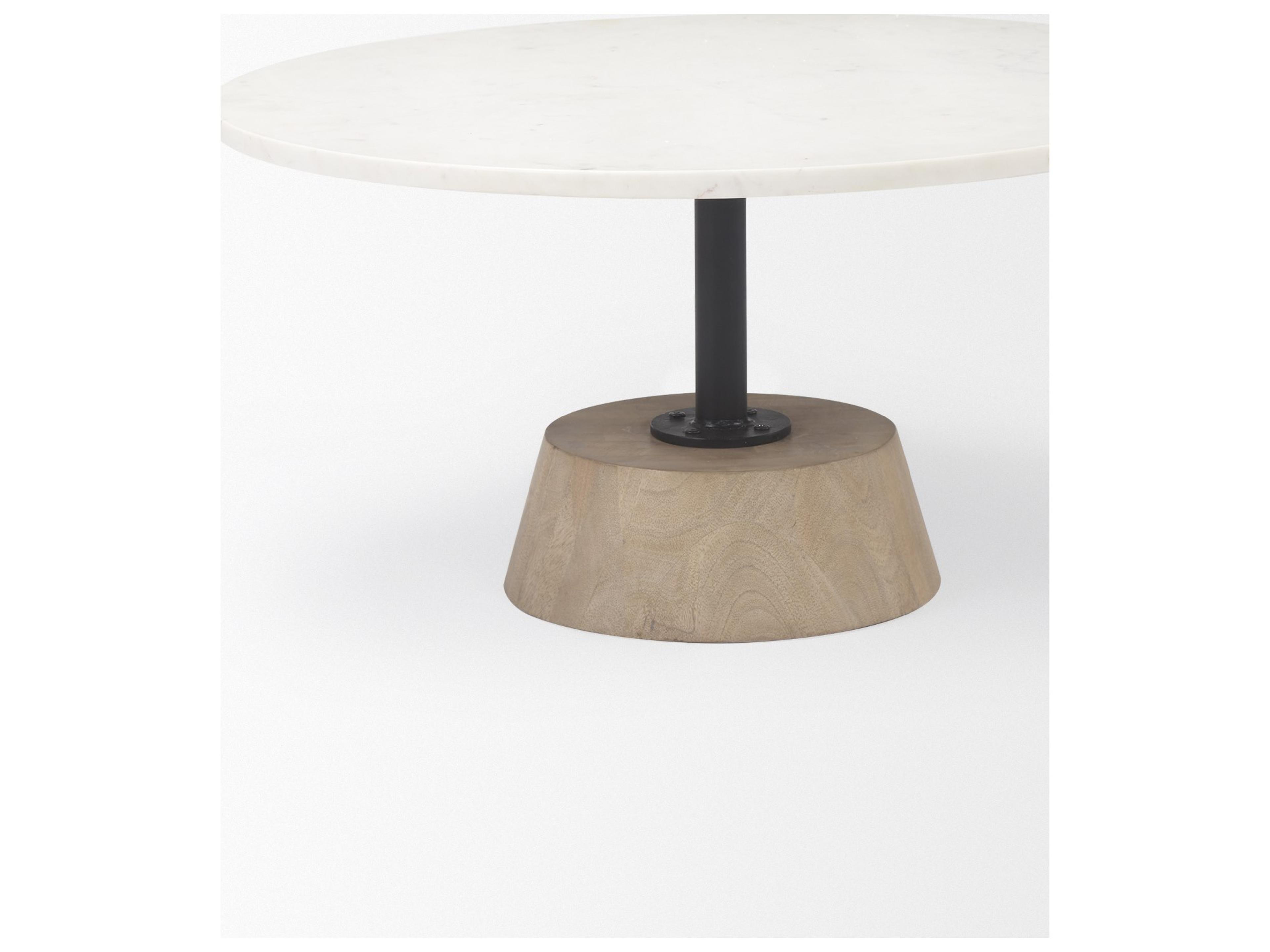 Mercana Maxwell  Marble Top Pedestal Base Round Coffee Table