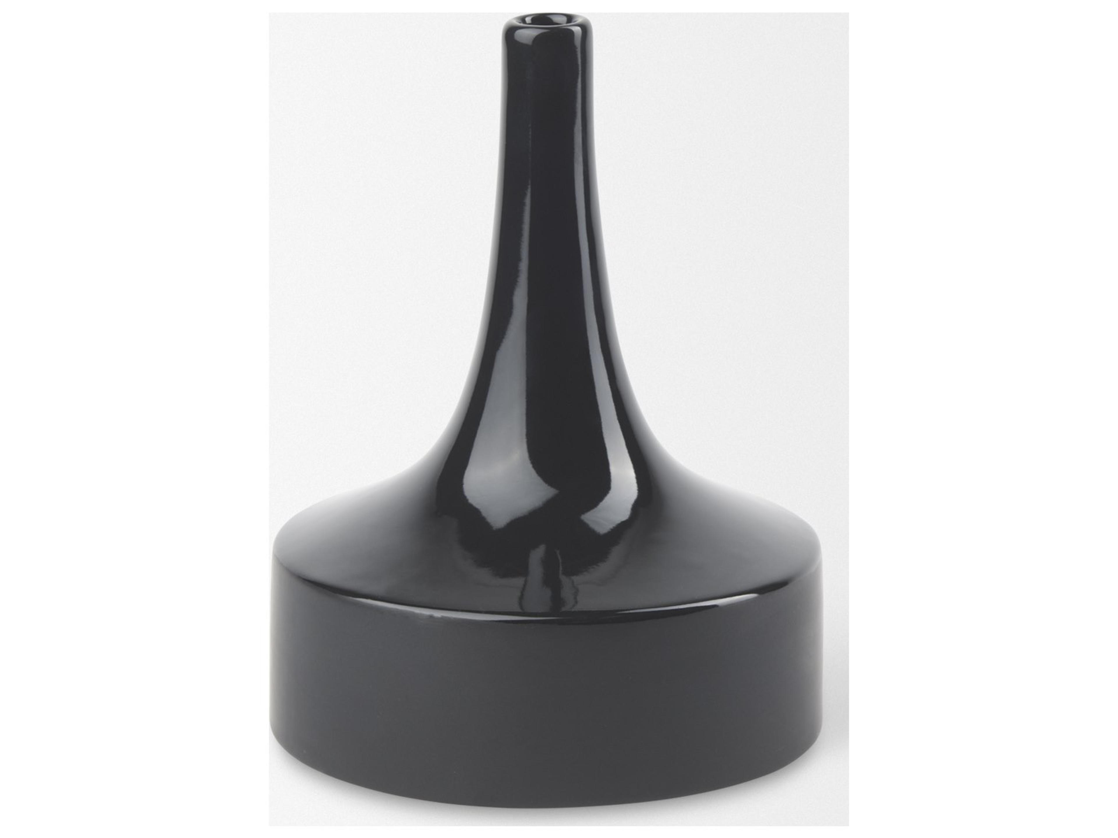 Mercana Burton 8.3H Small Glossy and Matte Black Ceramic Jug Vase
