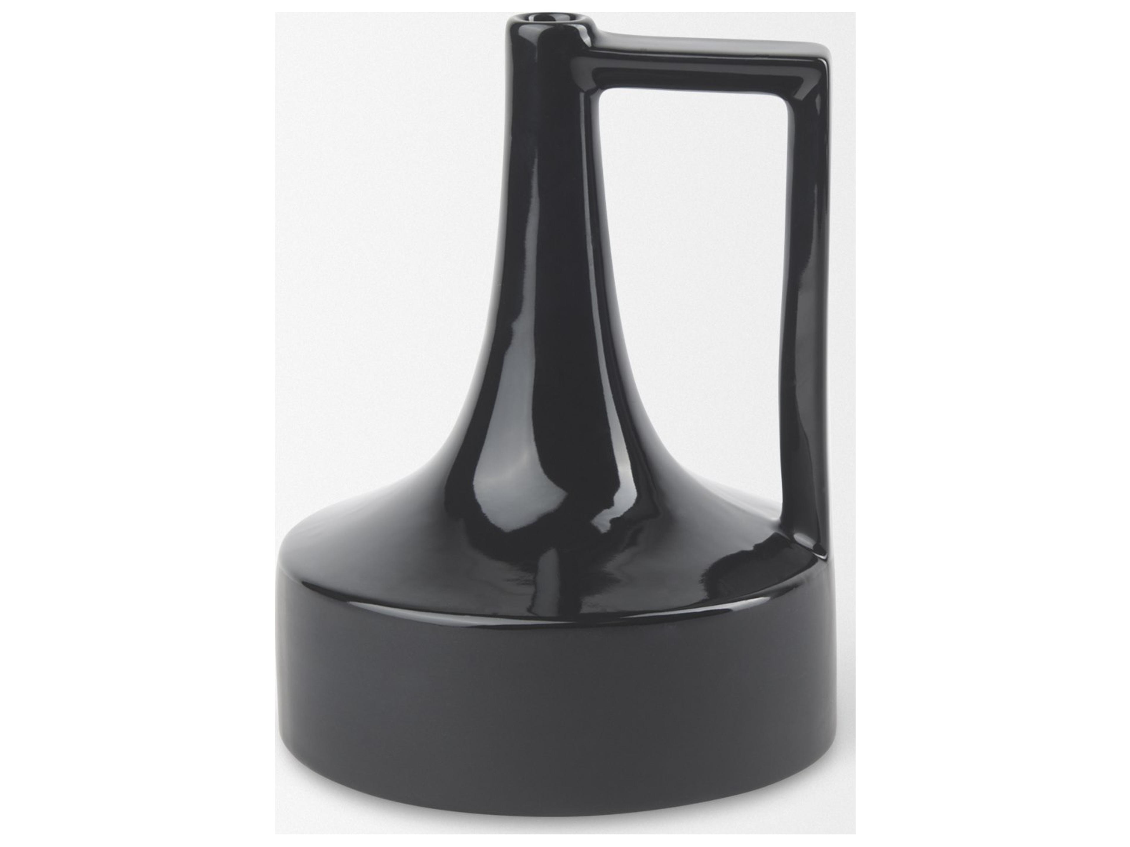 Mercana Burton 8.3H Small Glossy and Matte Black Ceramic Jug Vase