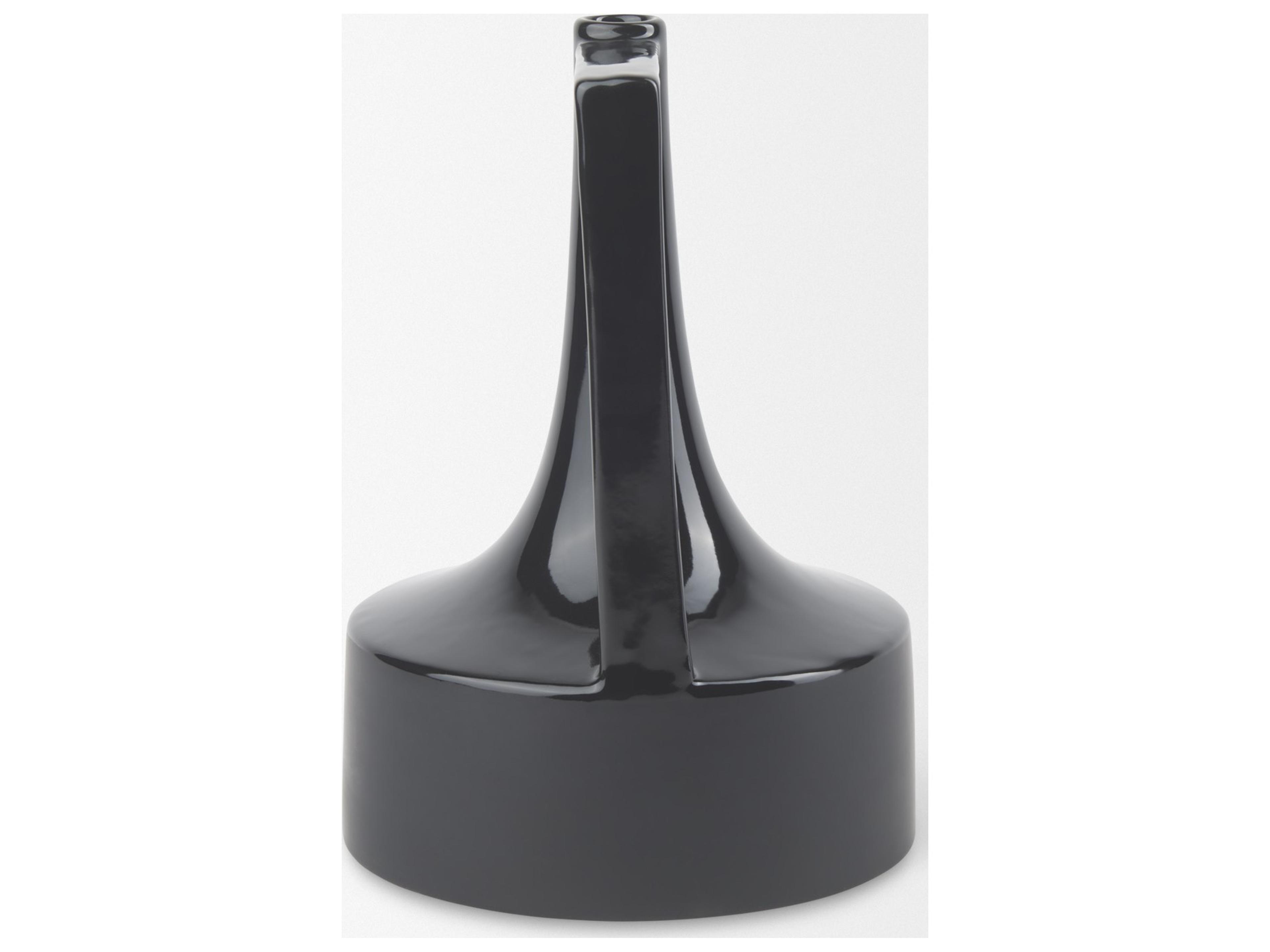 Mercana Burton 11.6H Medium Glossy and Matte Black Ceramic Jug Vase