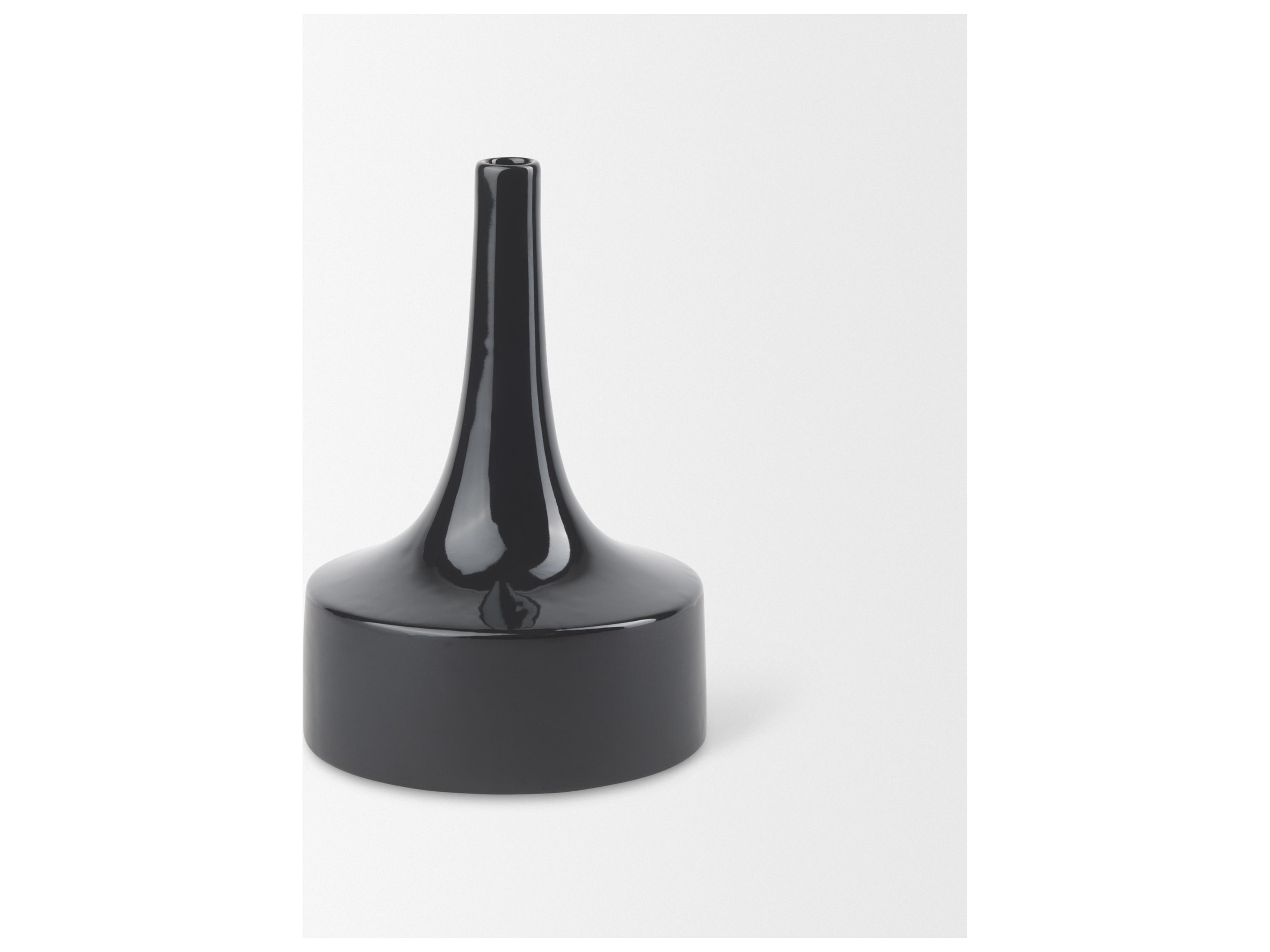 Mercana Burton 11.6H Medium Glossy and Matte Black Ceramic Jug Vase