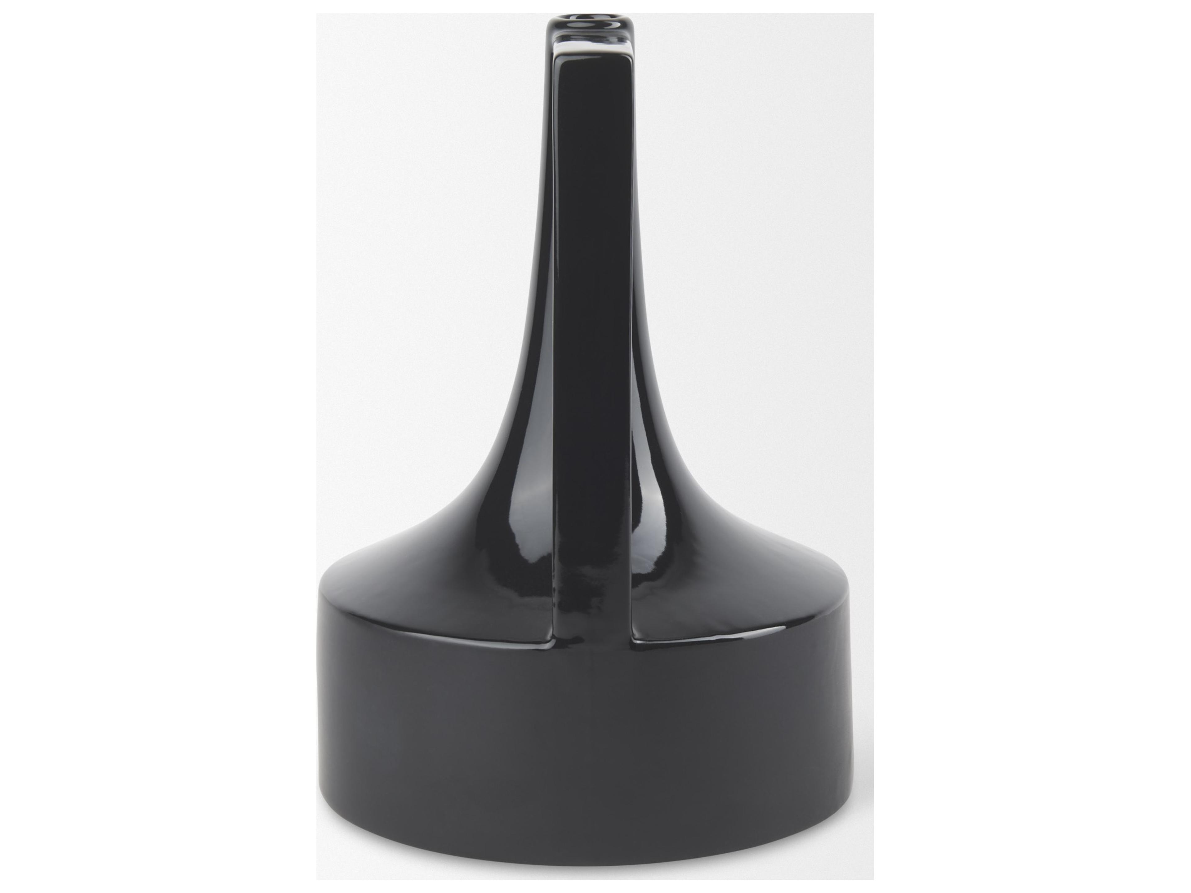 Mercana Burton 13.1H Large Glossy and Matte Black Ceramic Jug Vase