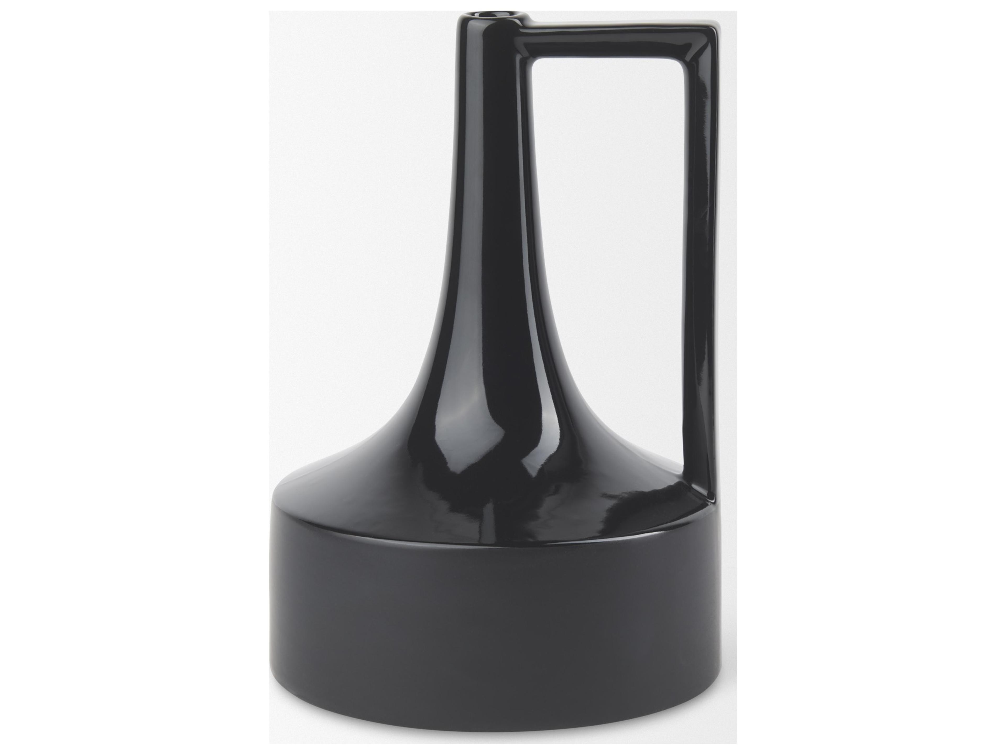 Mercana Burton 13.1H Large Glossy and Matte Black Ceramic Jug Vase
