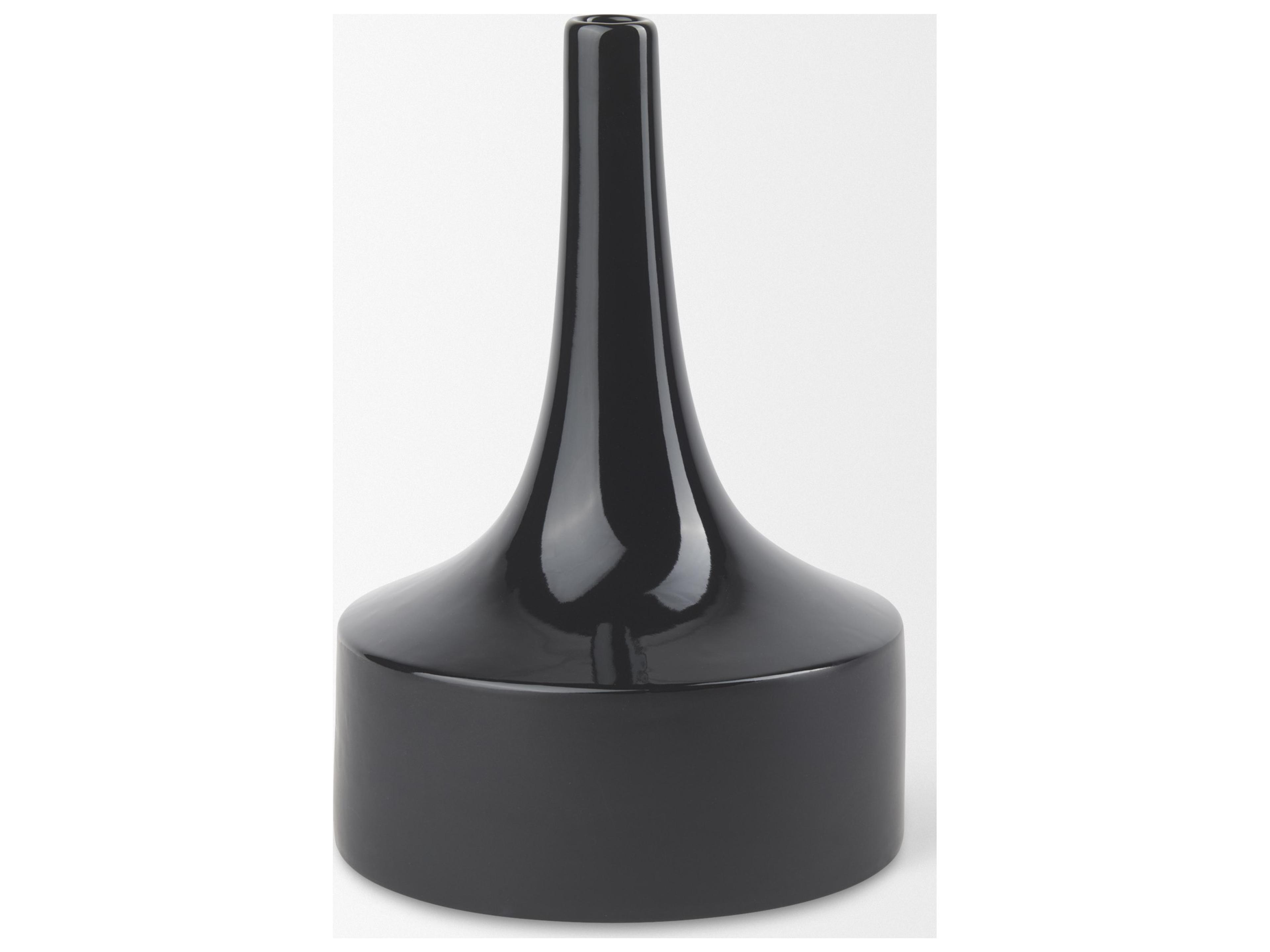 Mercana Burton 13.1H Large Glossy and Matte Black Ceramic Jug Vase