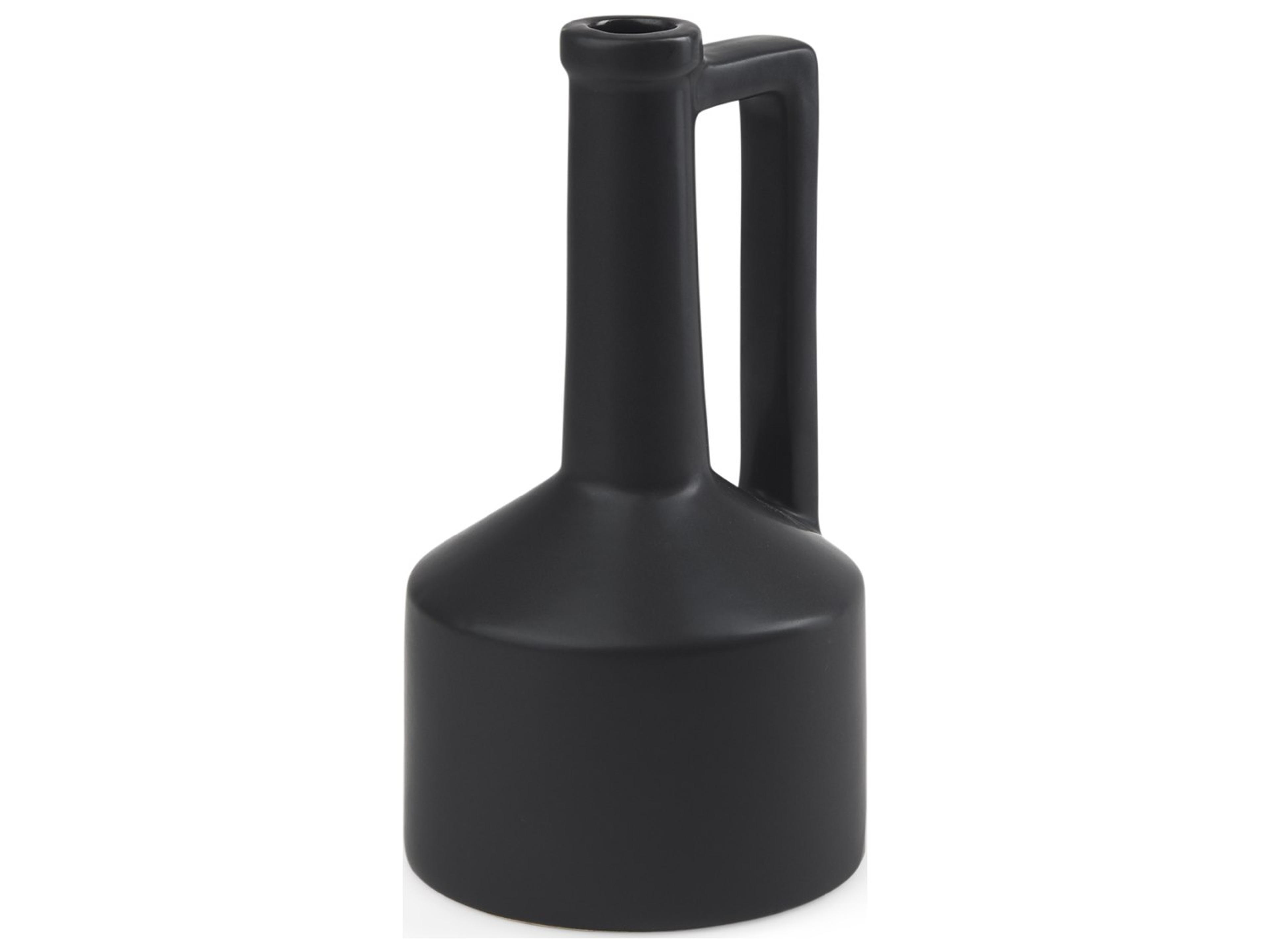 Burton 10.8H Small Matte Black Ceramic Jug Vase