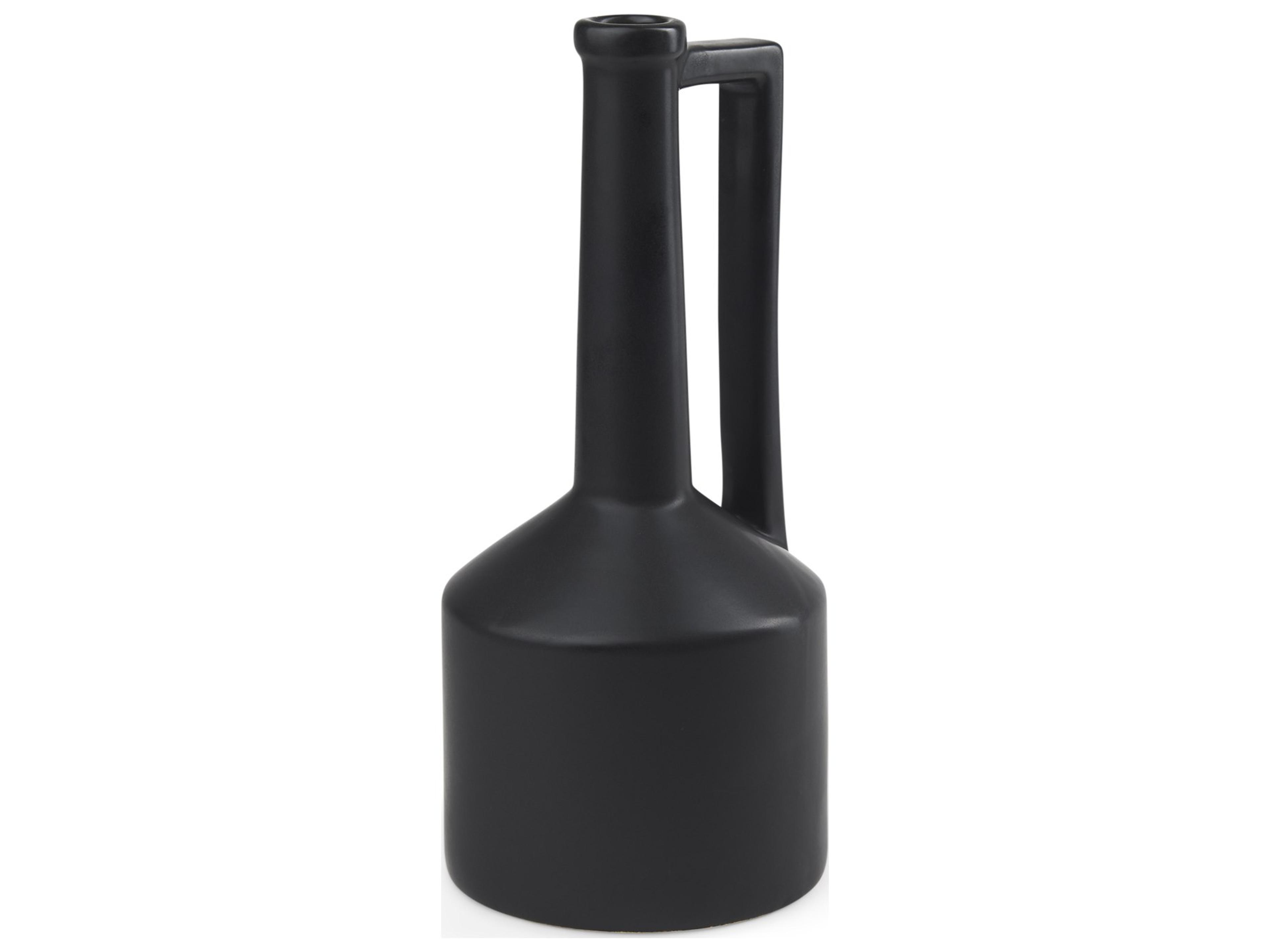 Burton 14.2H Medium Matte Black Ceramic Jug Vase