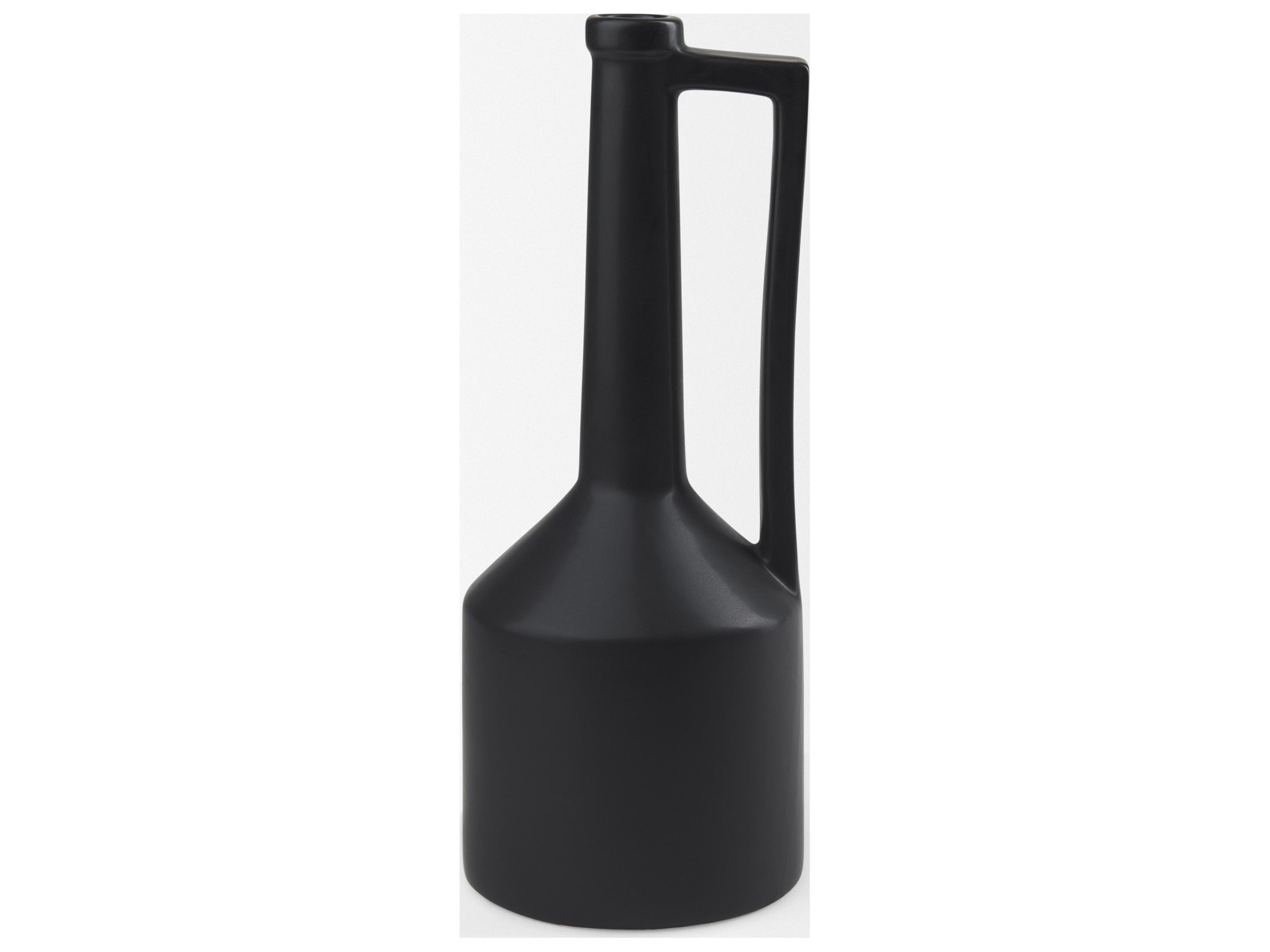 Mercana Burton 17.1H Large Matte Black Ceramic Jug Vase