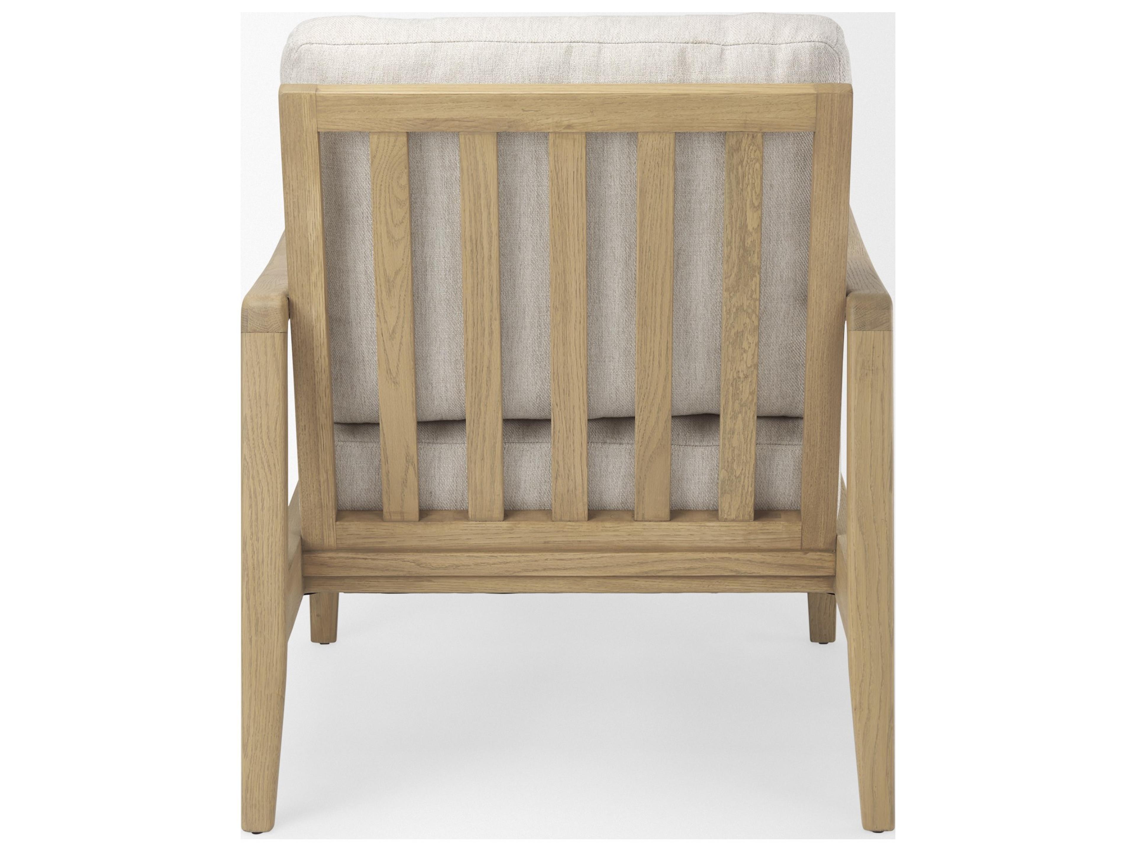 Mercana Raeleigh 28.0L x 34.1W x 34.4H Cream Fabric W/Light Brown Wood Accent Chair