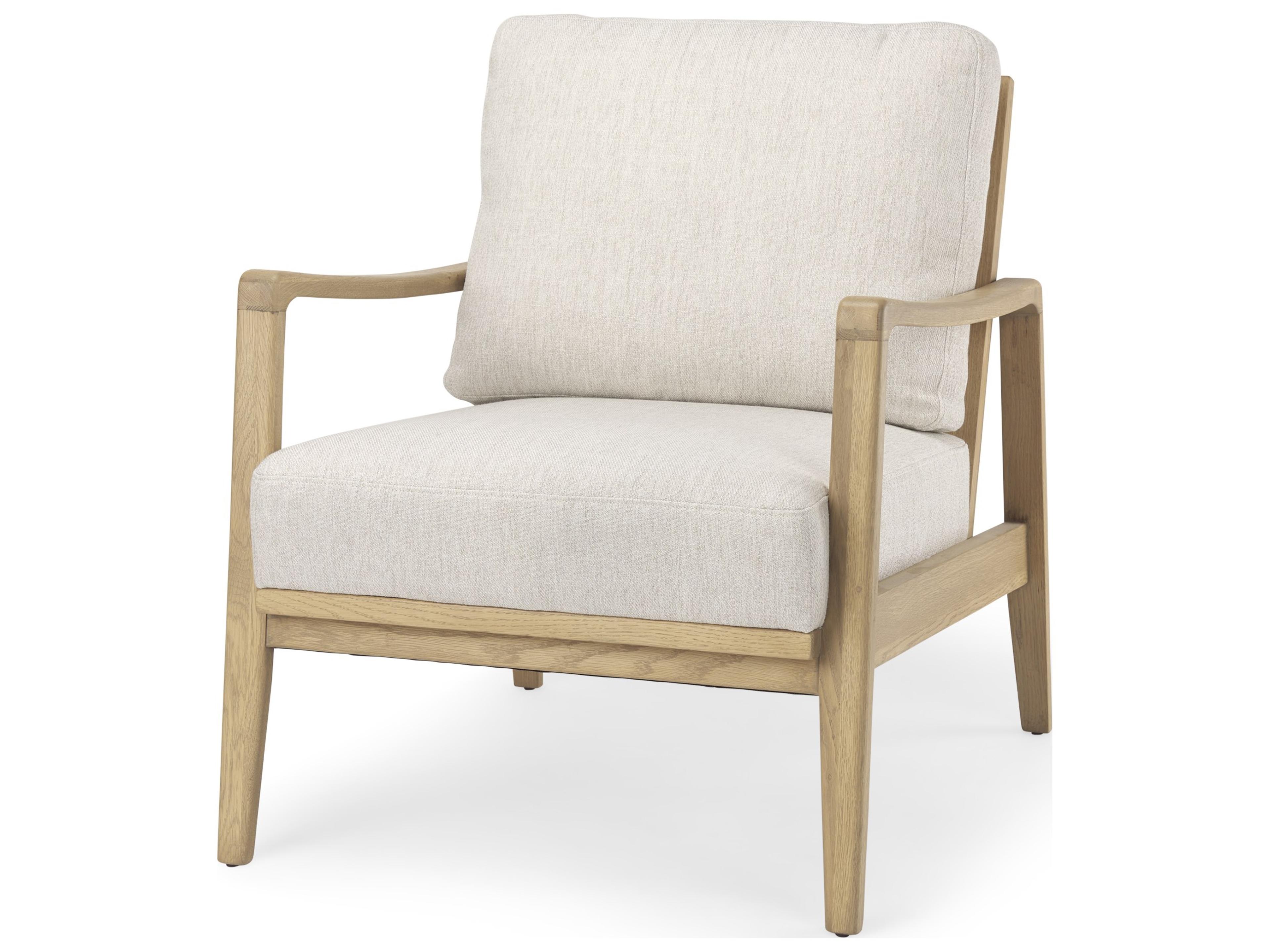 Raeleigh 28.0L x 34.1W x 34.4H Cream Fabric W/Light Brown Wood Accent Chair