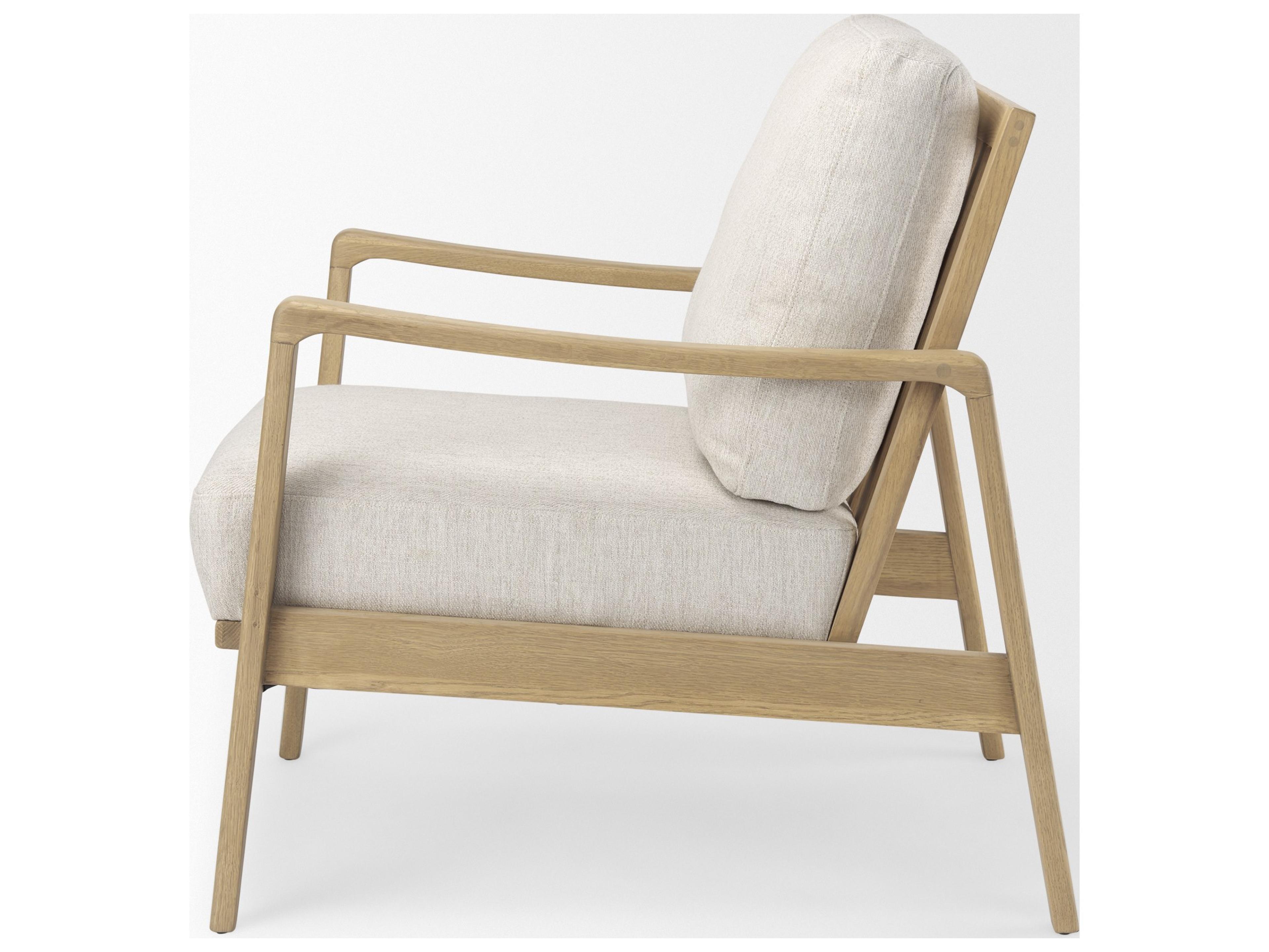 Mercana Raeleigh 28.0L x 34.1W x 34.4H Cream Fabric W/Light Brown Wood Accent Chair