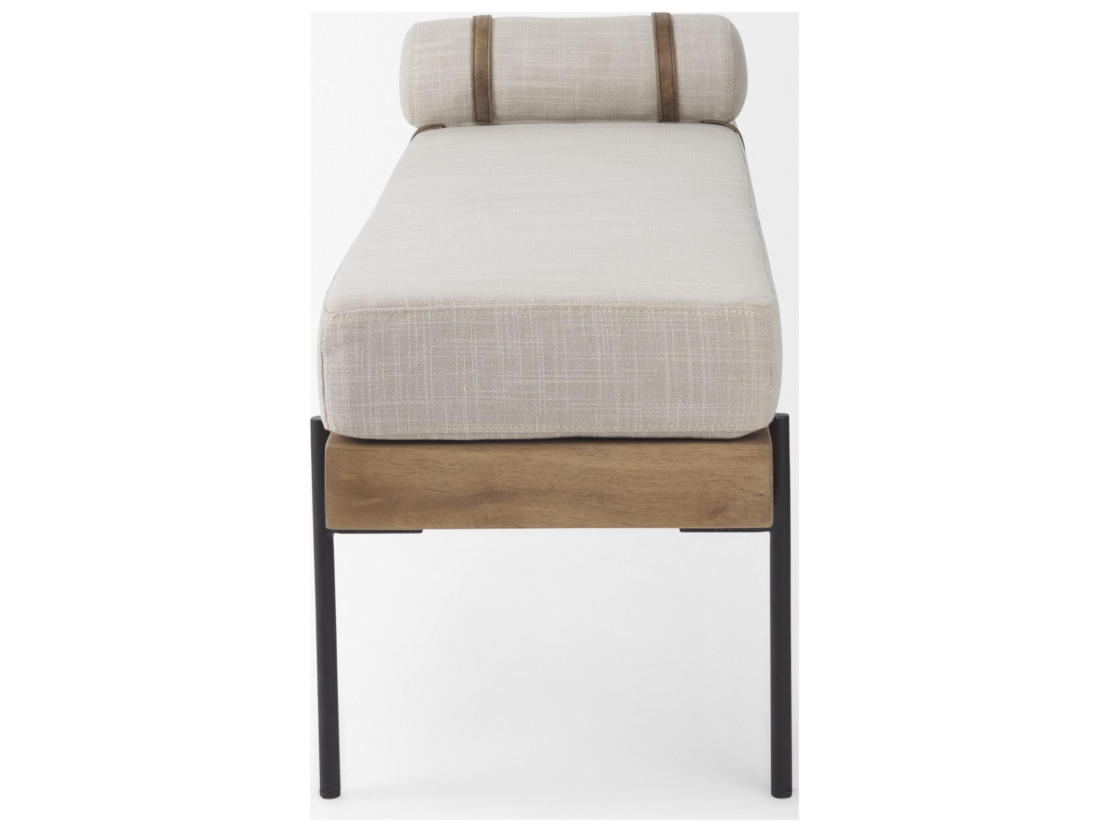 Mercana Colburne Cream Fabric w/Brown Wood Bench