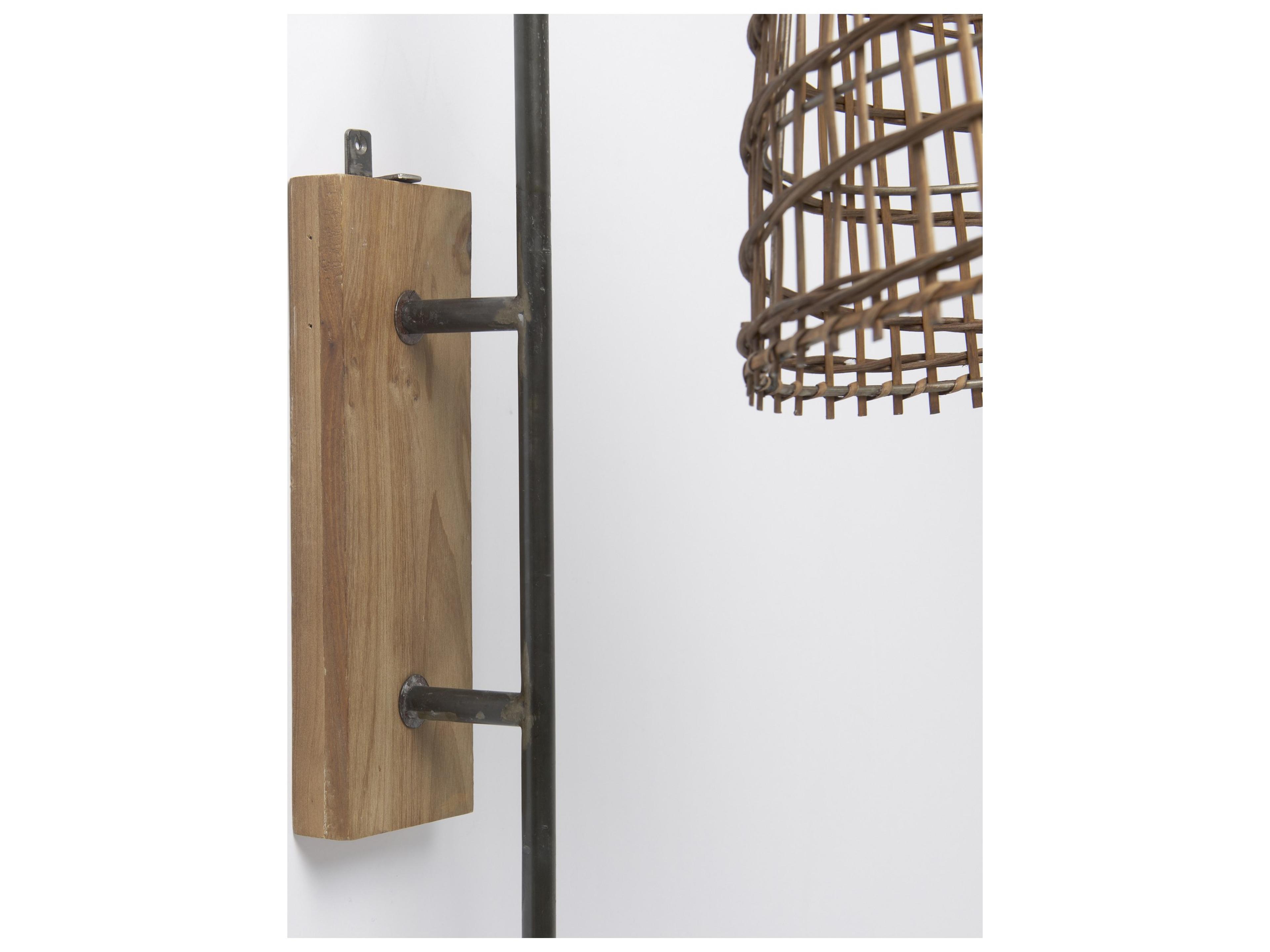 Mercana Kiley 28.0L x 7.0W x 15.6H Brown Woven Shade W/Black Metal Wall Sconce