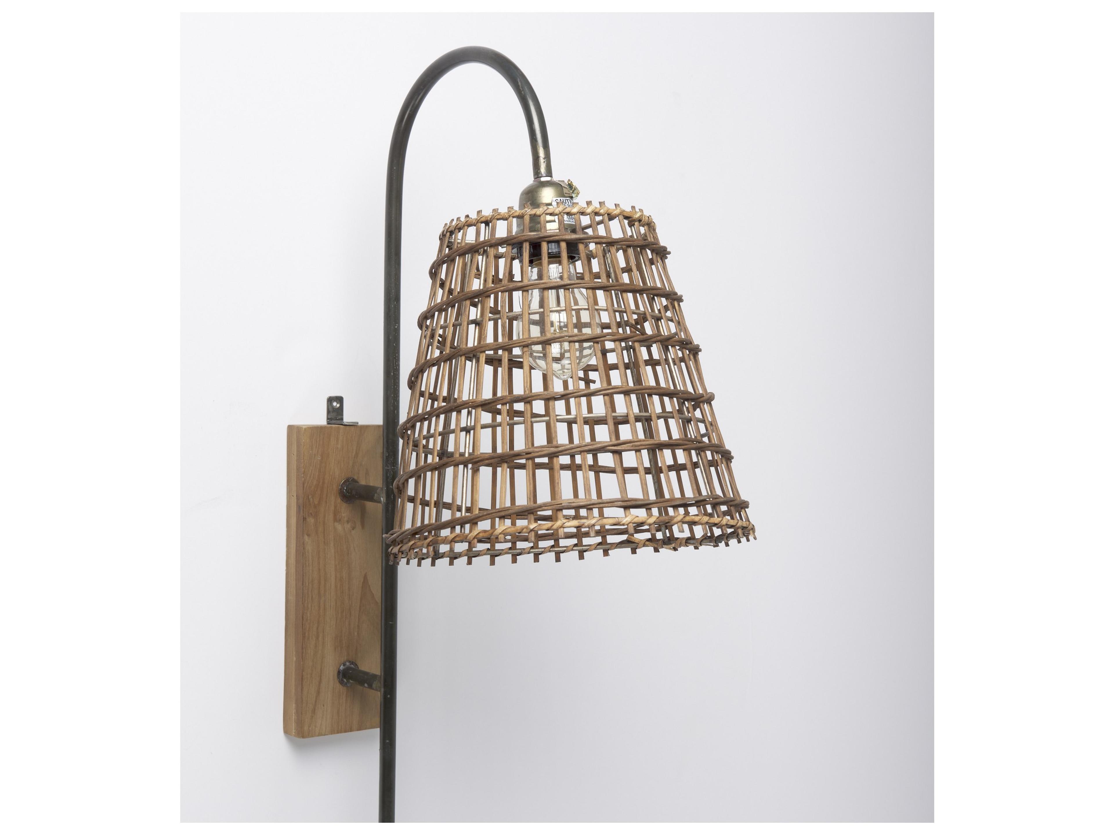 Mercana Kiley 28.0L x 7.0W x 15.6H Brown Woven Shade W/Black Metal Wall Sconce