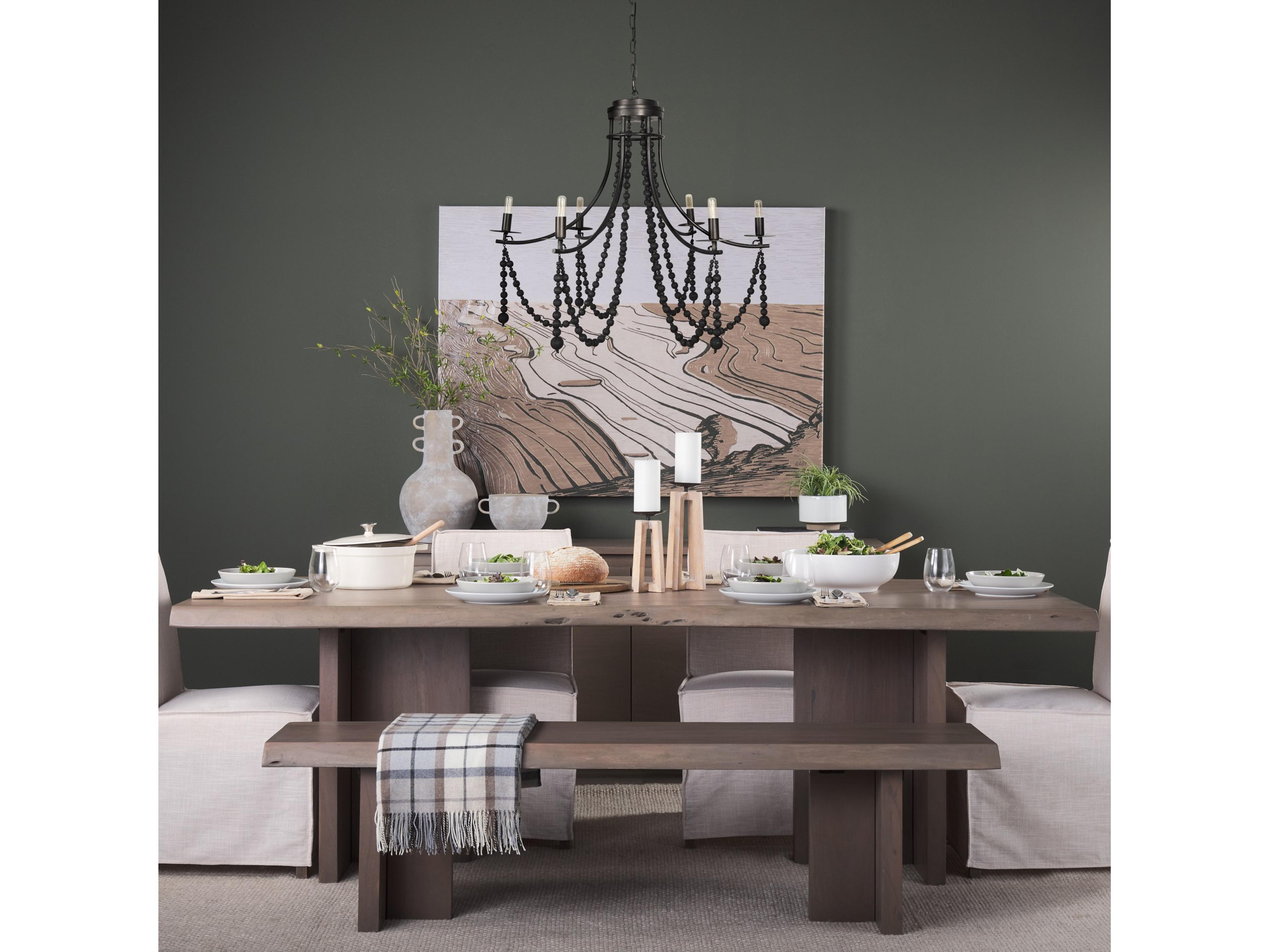 Mercana Selma Black Wood Bead and Metal Chandelier