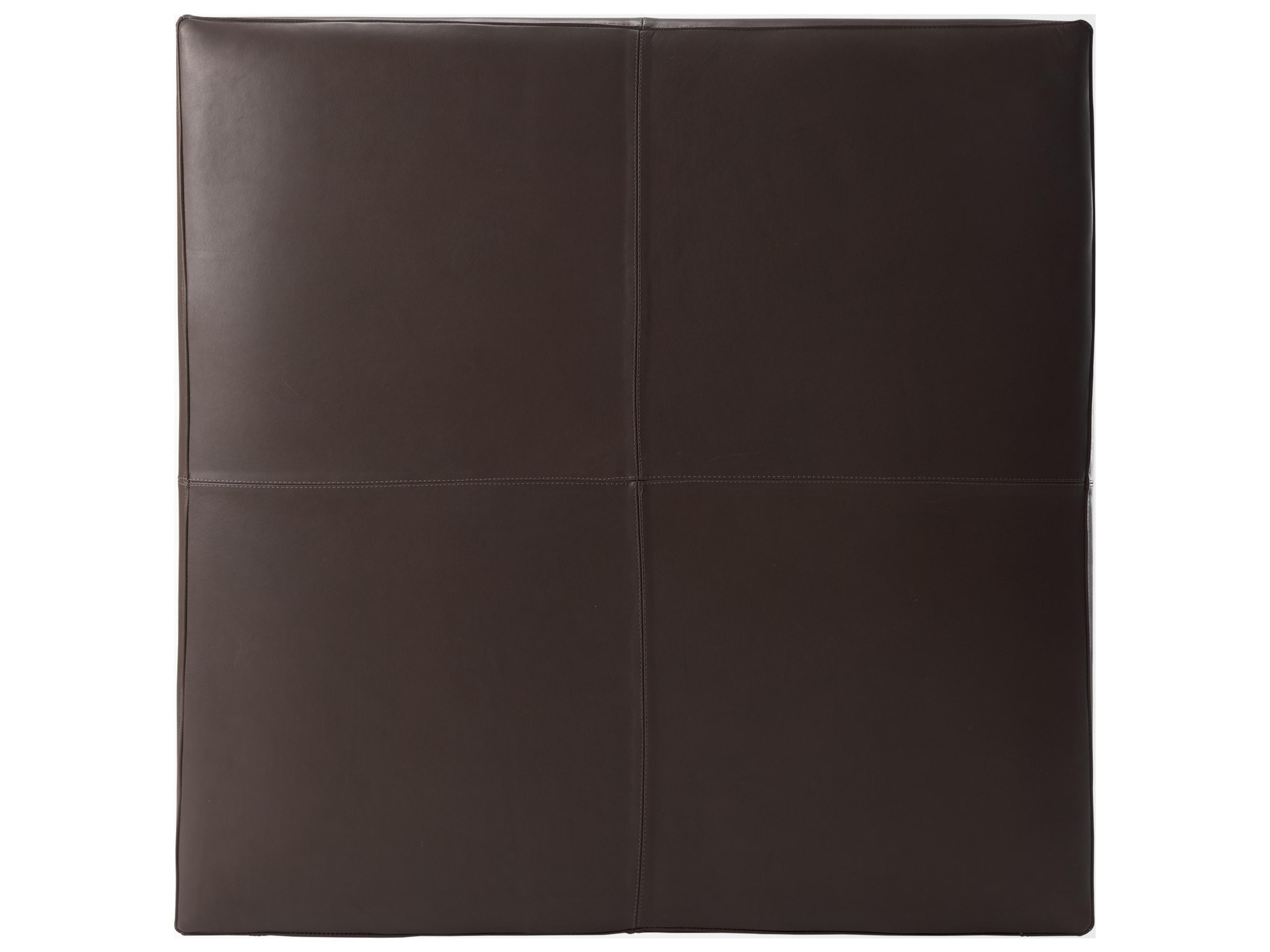 Mercana Minara 36L x 36W x 16H Square Dark Brown Leather Wrapped Ottoman
