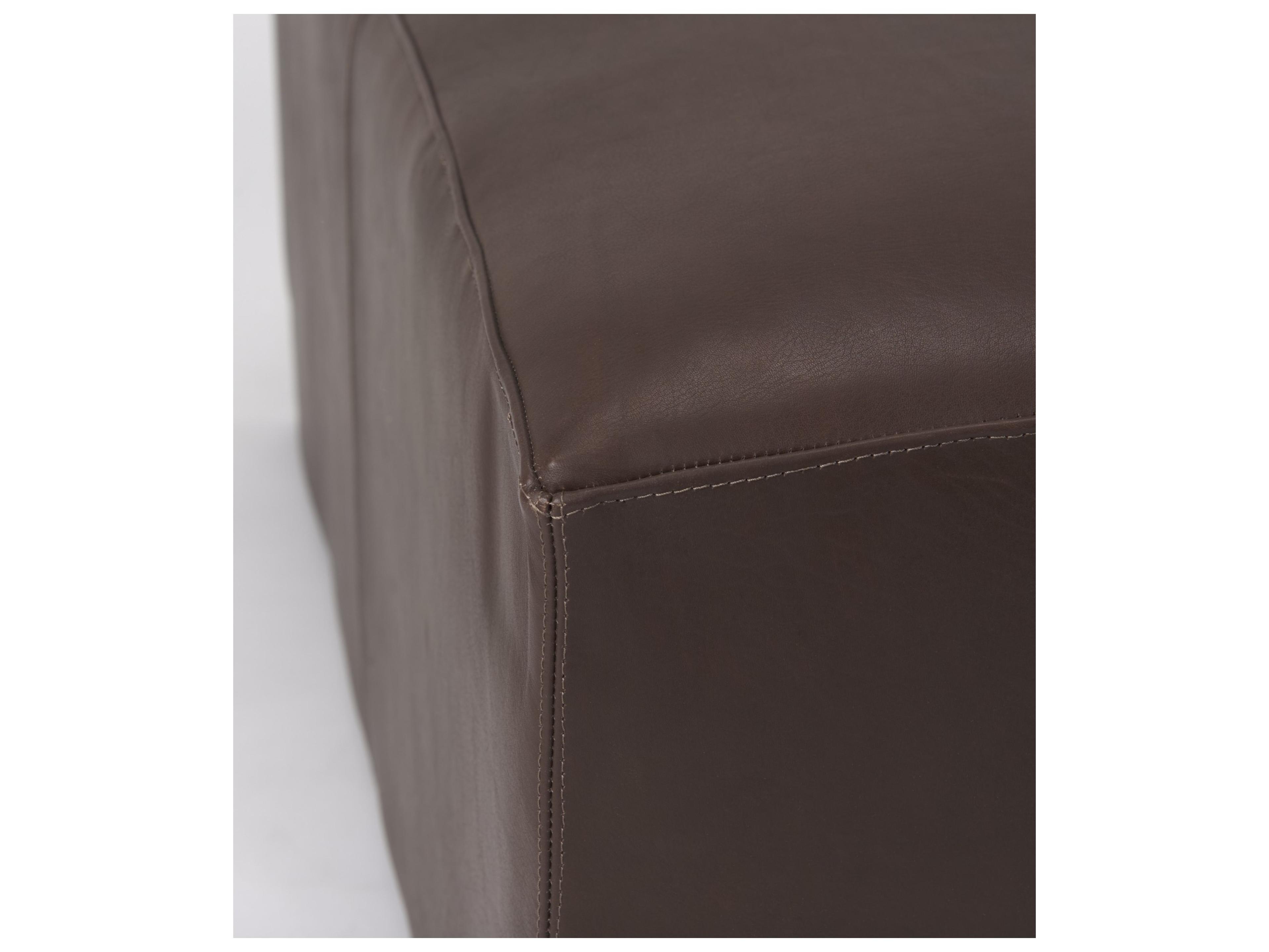 Mercana Minara 36L x 36W x 16H Square Dark Brown Leather Wrapped Ottoman
