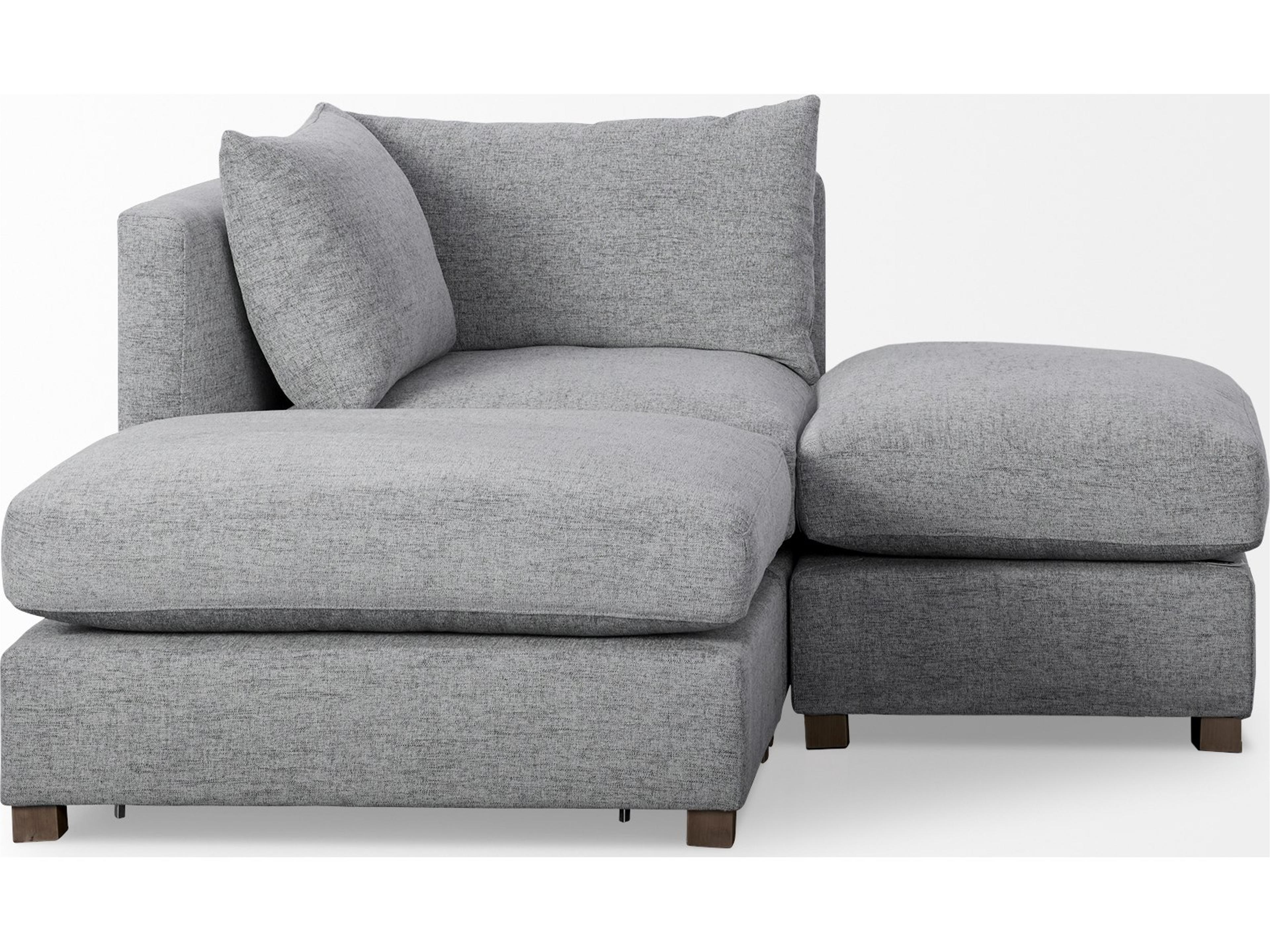 Mercana Valence 3 Piece (W/ 2 x Ottoman) Castlerock Gray Modular Sofa Set