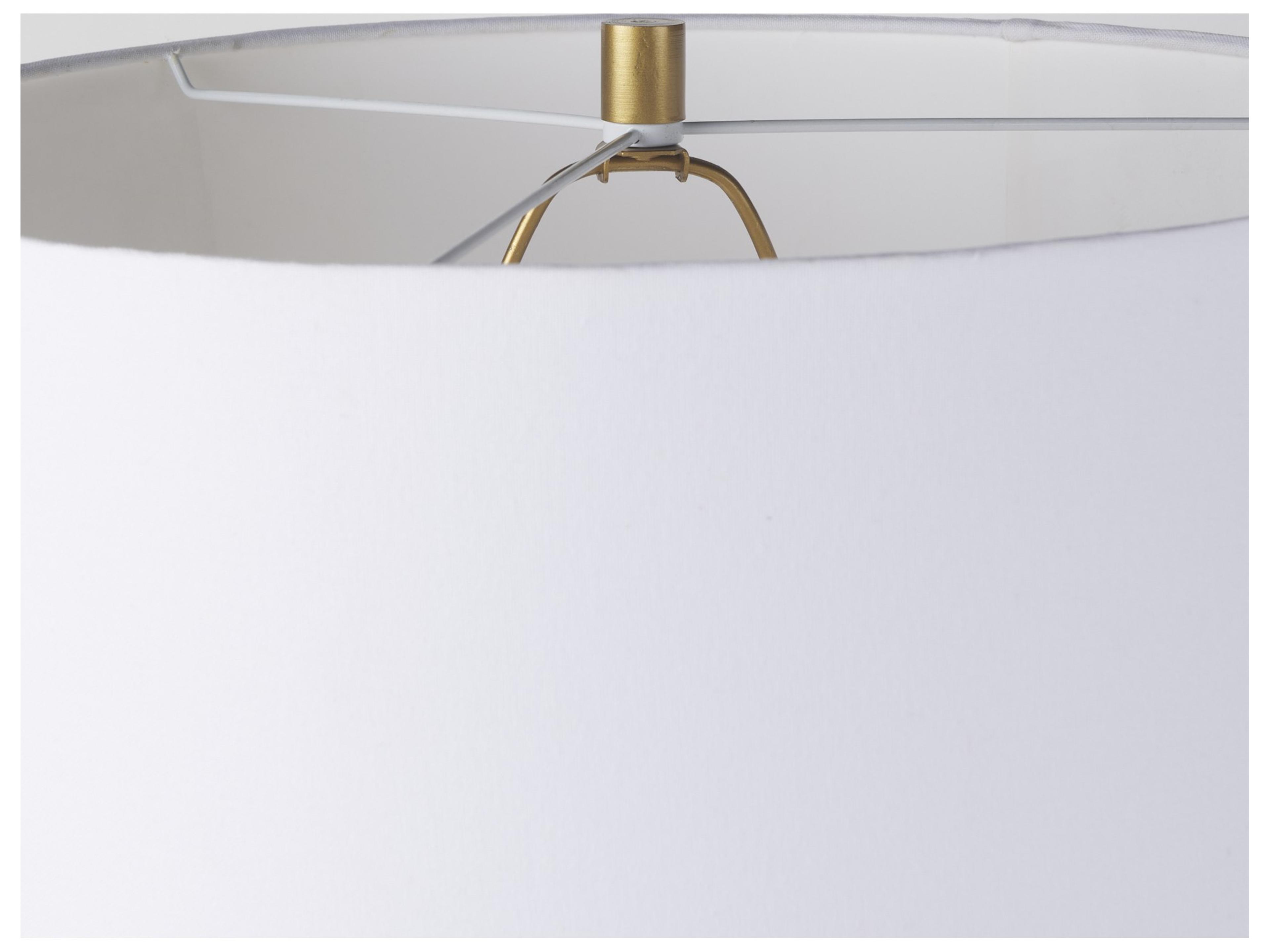 Mercana Leo 18.0L x 18.0W x 31.0H Gold Hammered W/White Fabric Shade Table Lamp