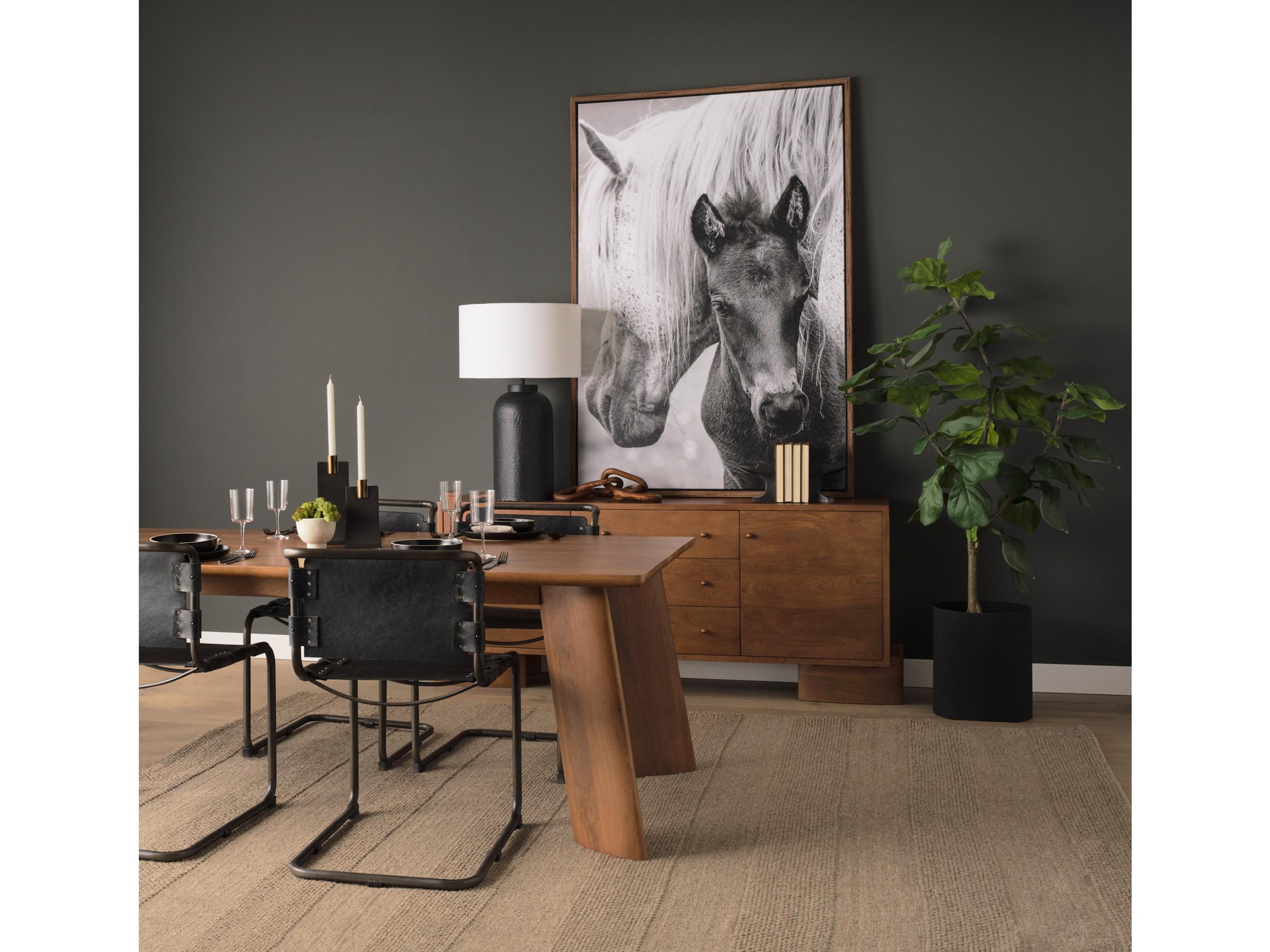 Mercana Leo 18.0L x 18.0W x 31.0H Black Hammered W/White Fabric Shade Table Lamp