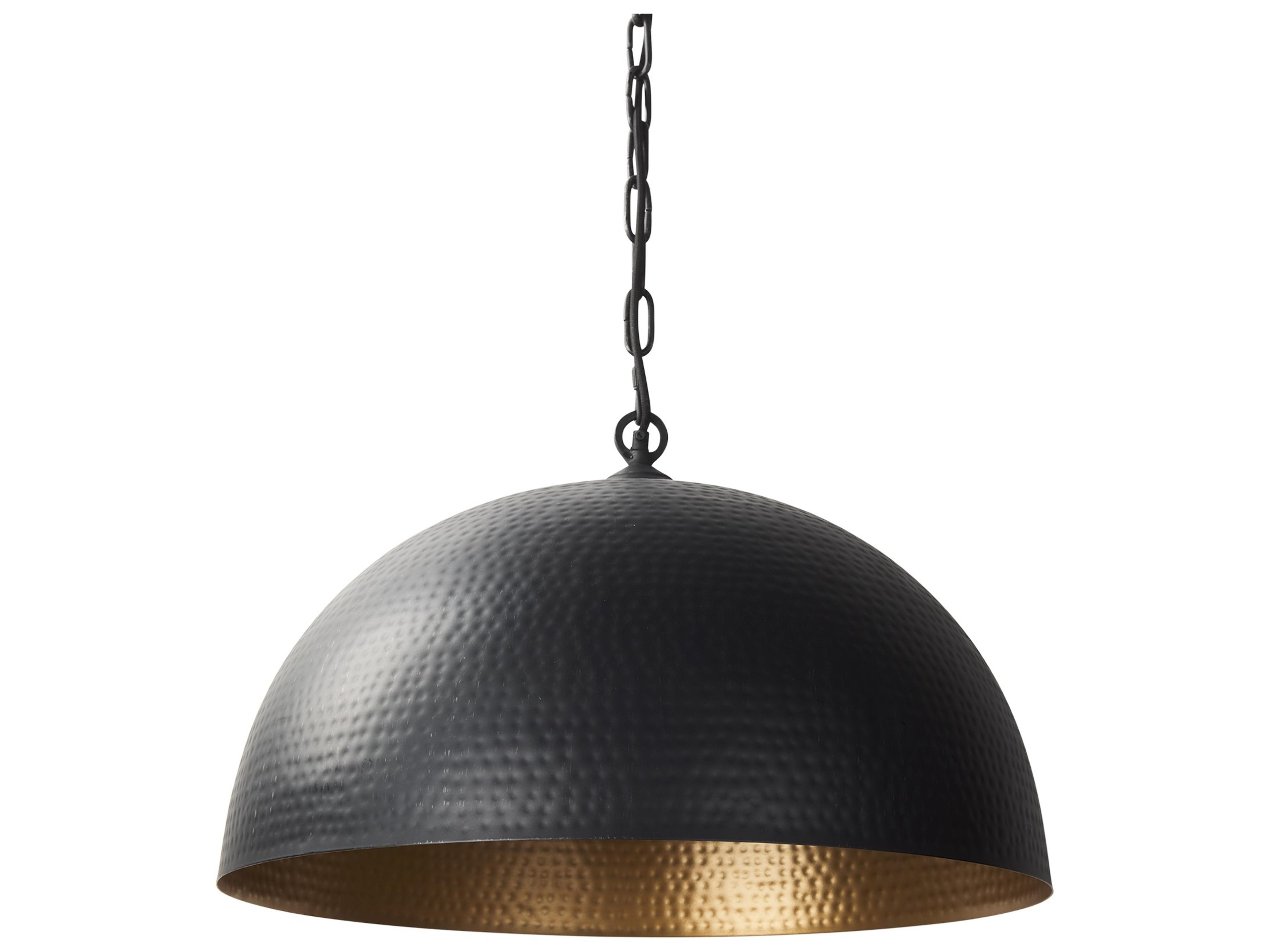 Karina 24" Round Matte Black Hammered Metal Dome Pendant Light