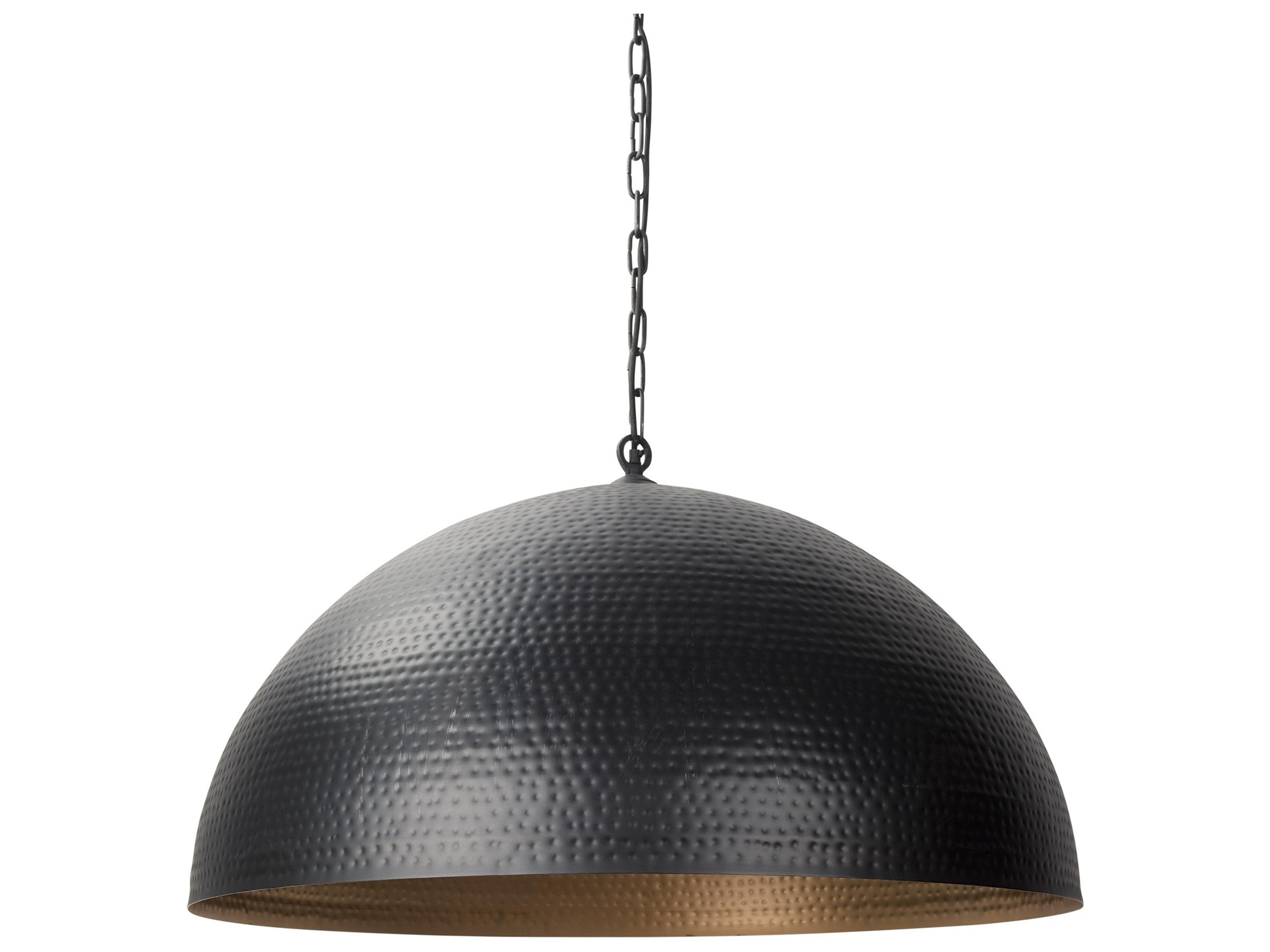 Karina 36" Round Matte Black Hammered Metal Dome Pendant Light