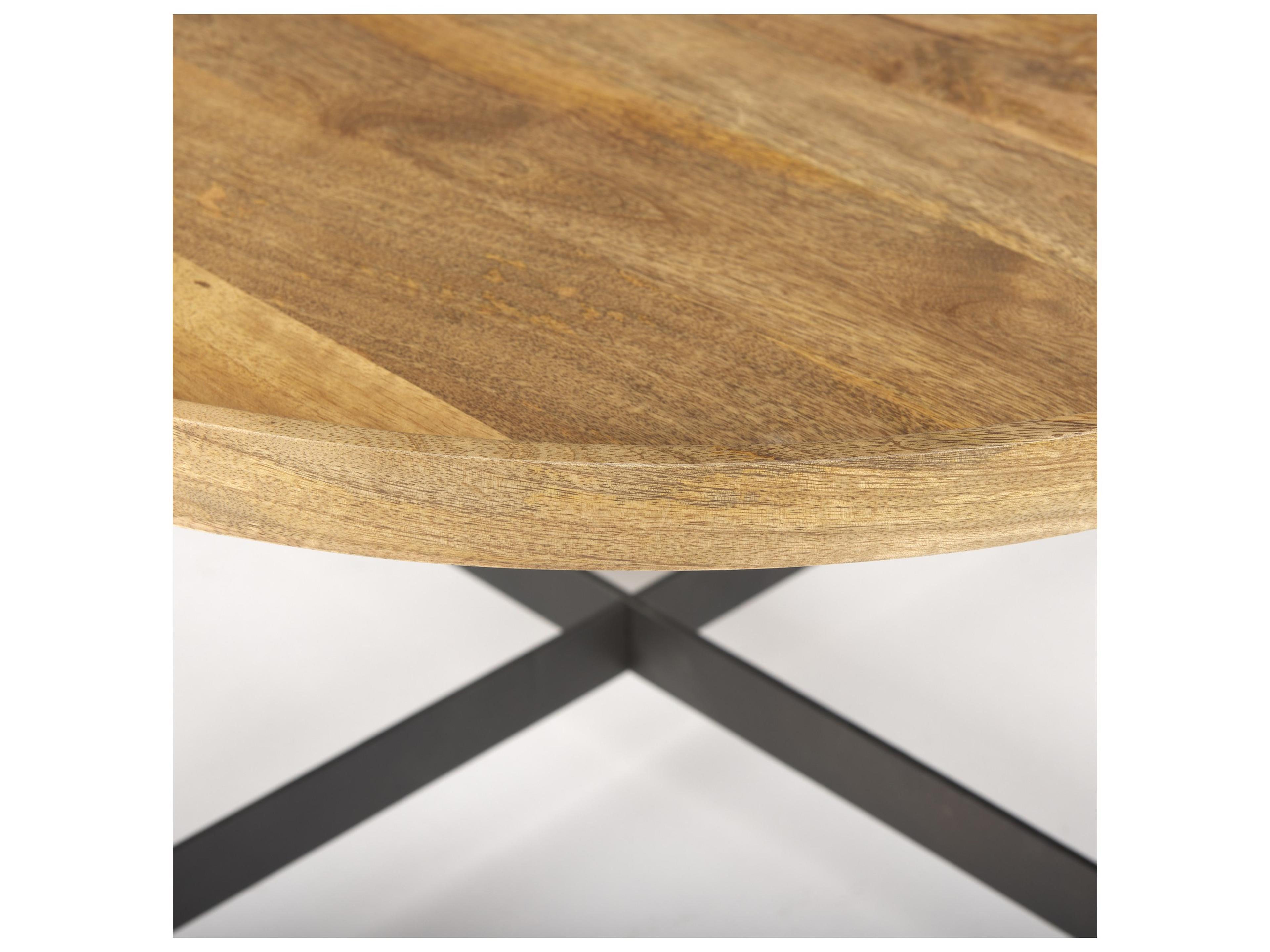 Mercana Marquisa 34.25L x 34.25W x 16.5H Small Brown Wood w/ Black Metal Coffee Table