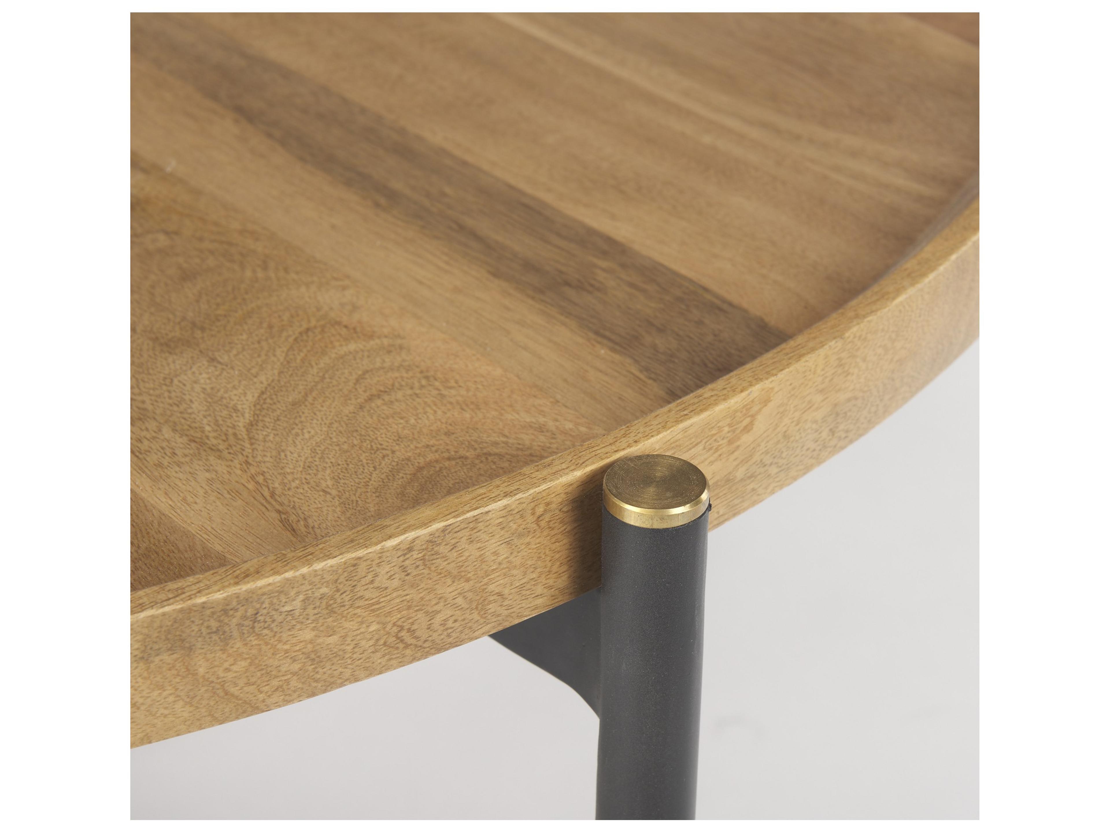 Mercana Marquisa Medium Brown Wood W/Black Metal Large Coffee Table