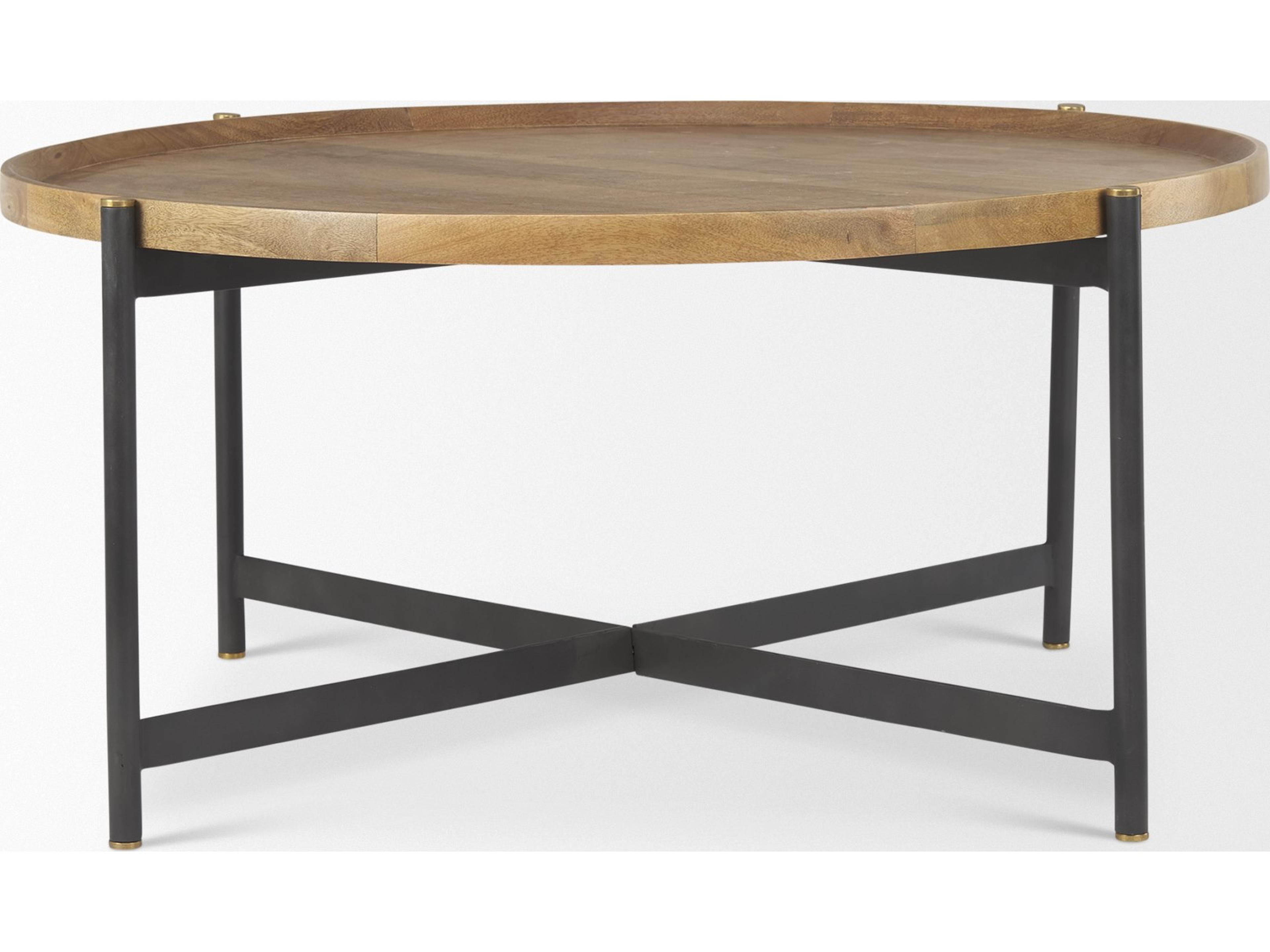 Mercana Marquisa Medium Brown Wood W/Black Metal Large Coffee Table