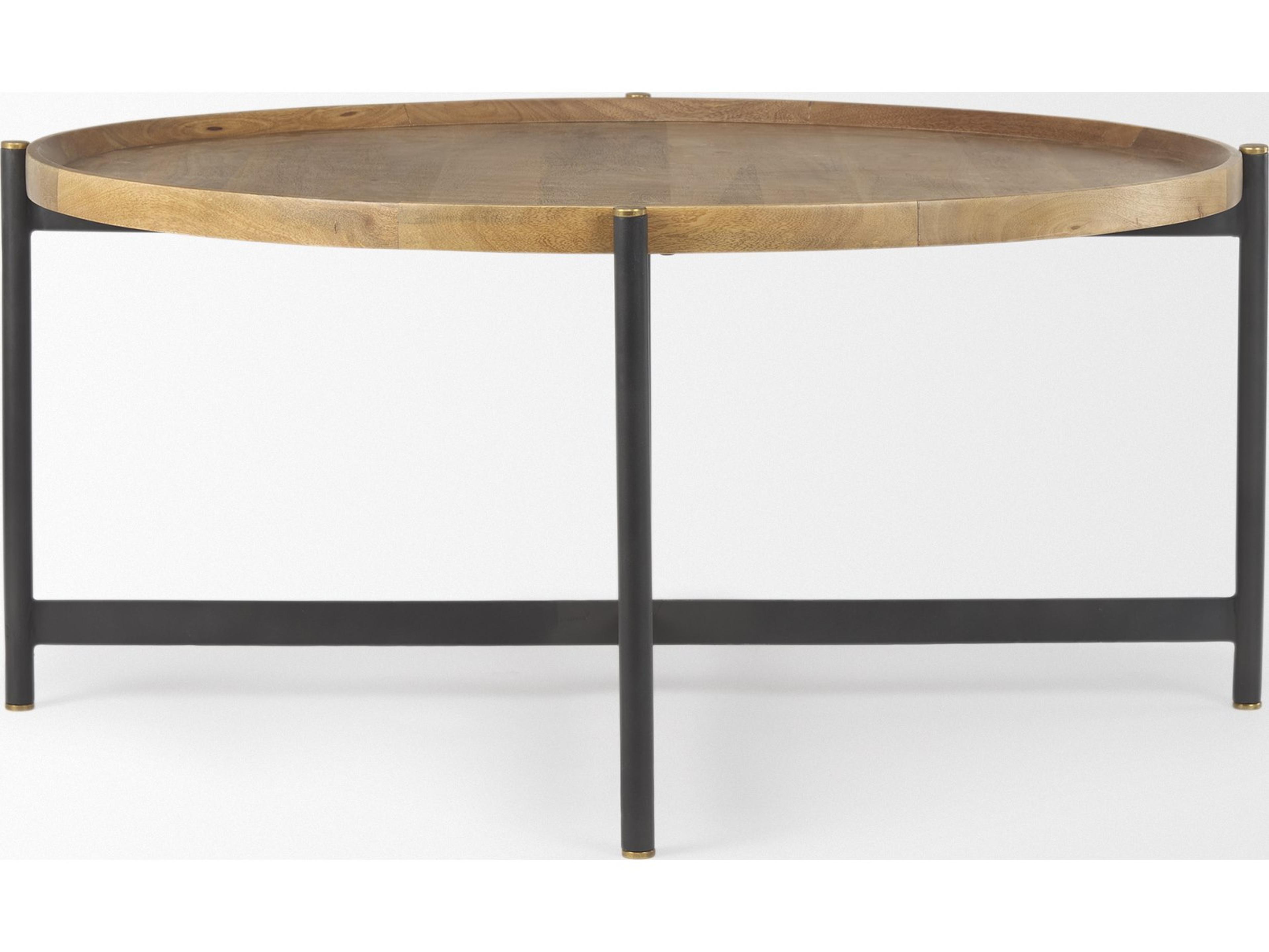 Mercana Marquisa Medium Brown Wood W/Black Metal Large Coffee Table