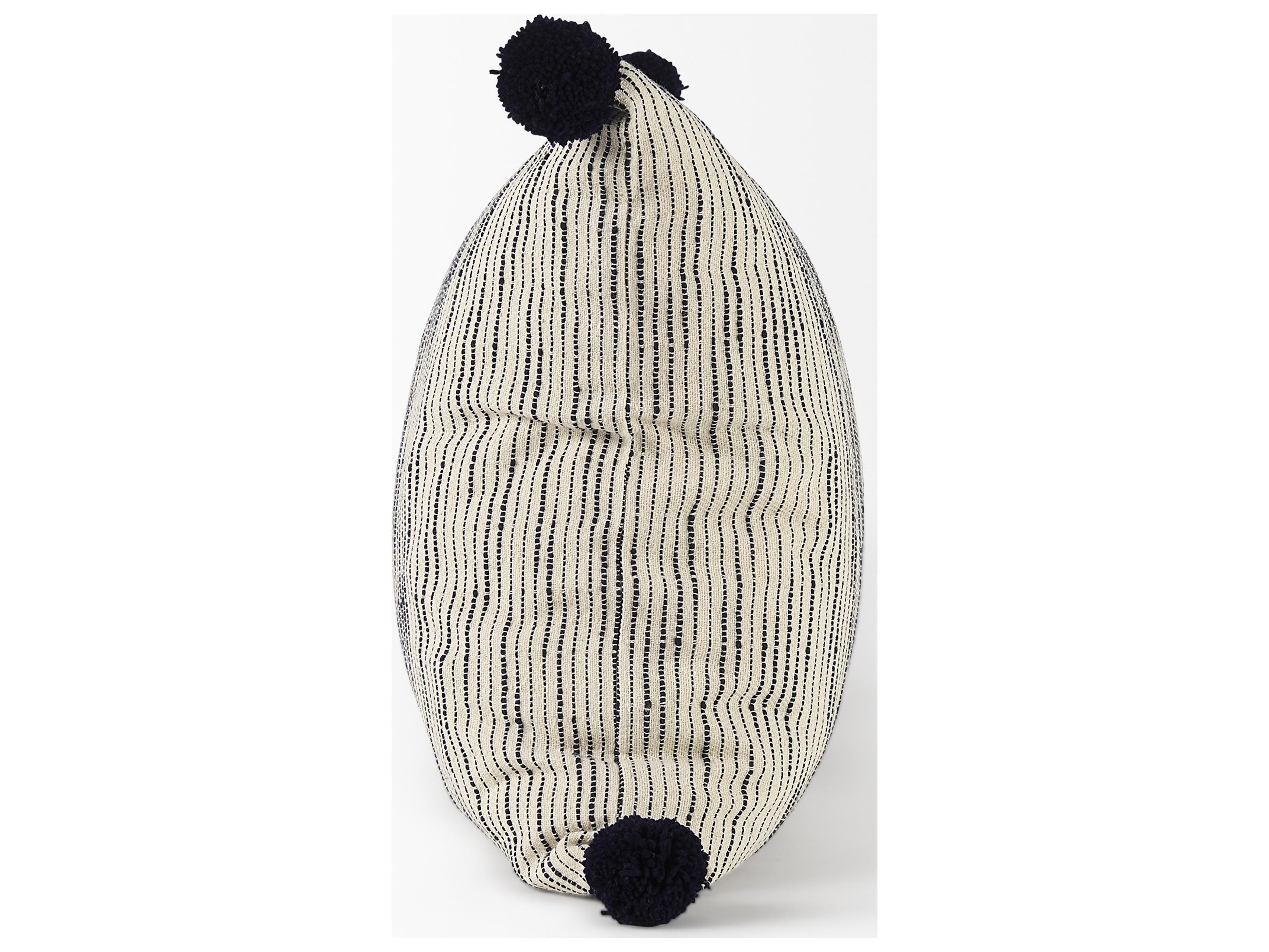 Mercana Krystal 18 x 18 Cream/Black Pom Pom Decorative Pillow Cover
