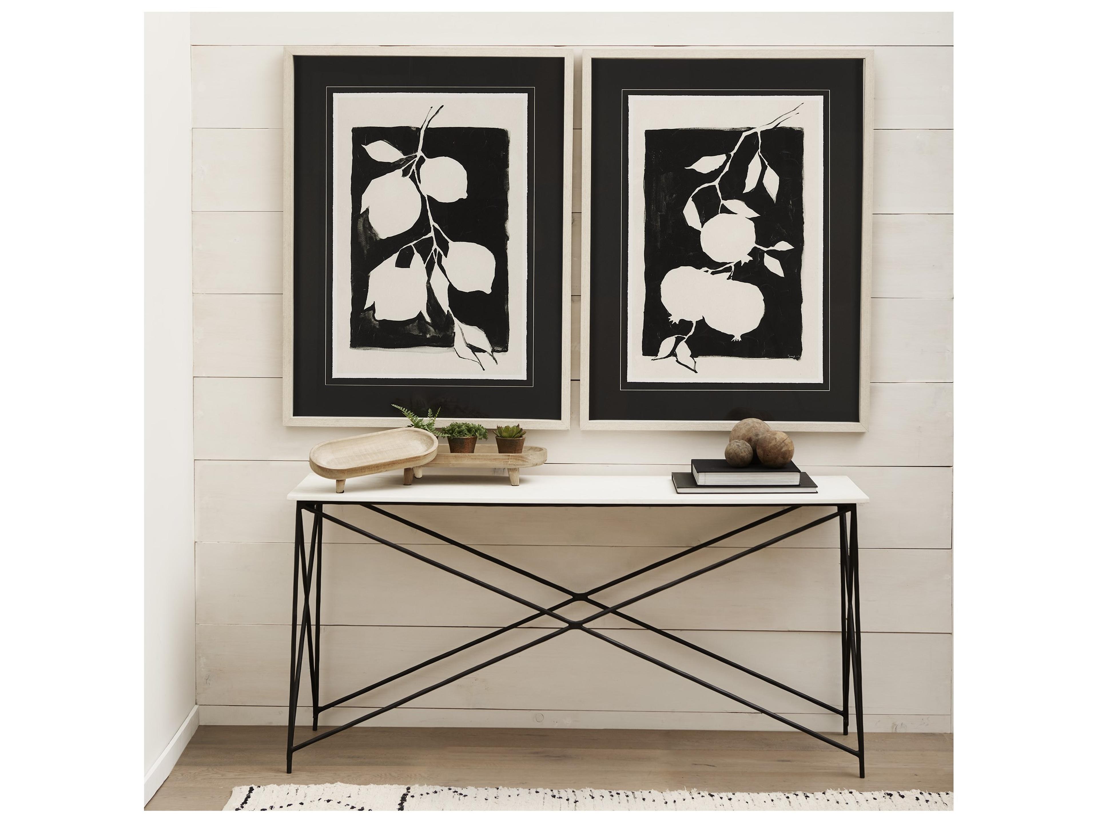 Mercana Carver Set of 2 Oblong White Washed Wood Footed Trays