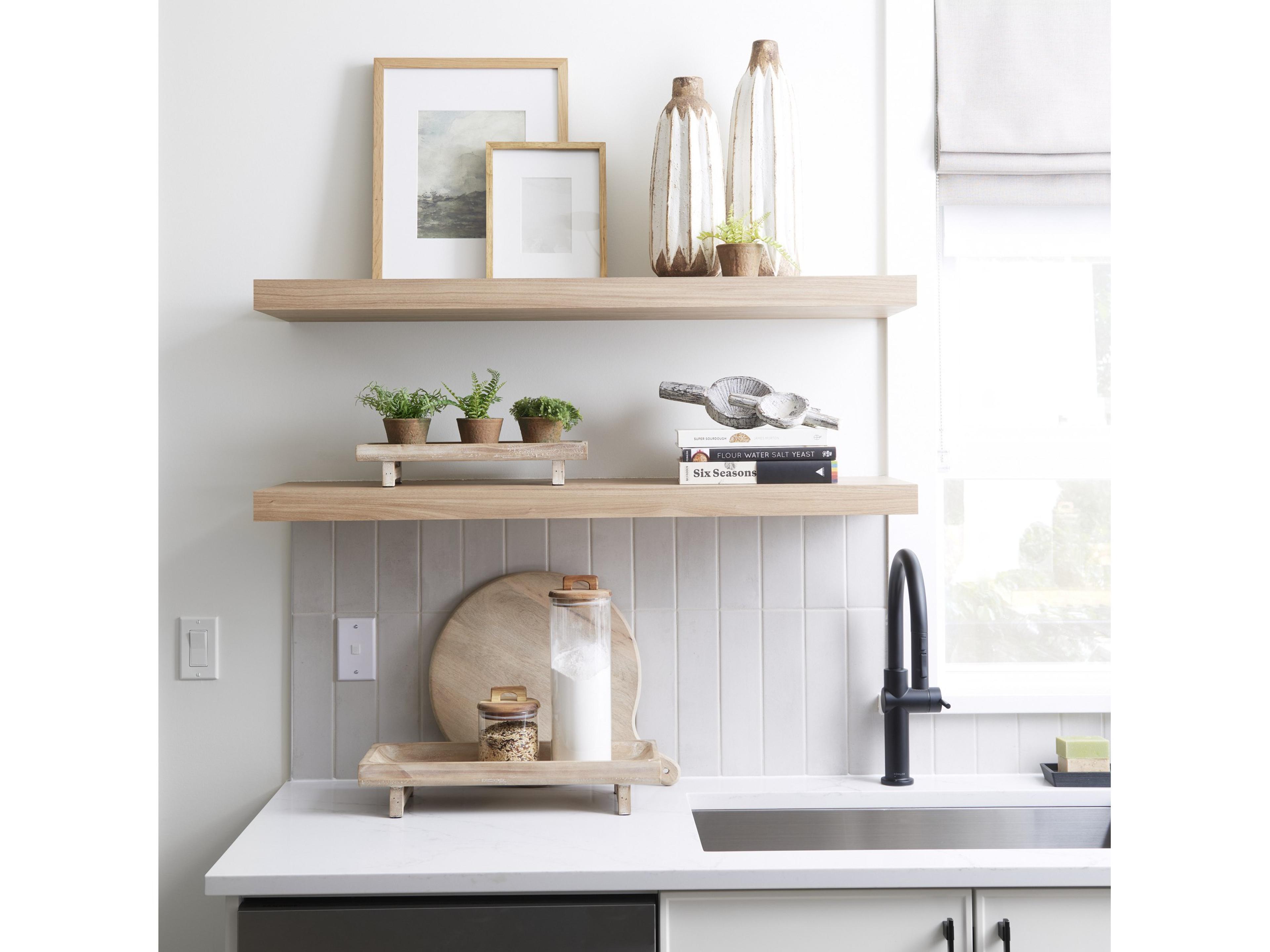 Mercana Carver Set of 2 Rectangular White Washed Wood Trays