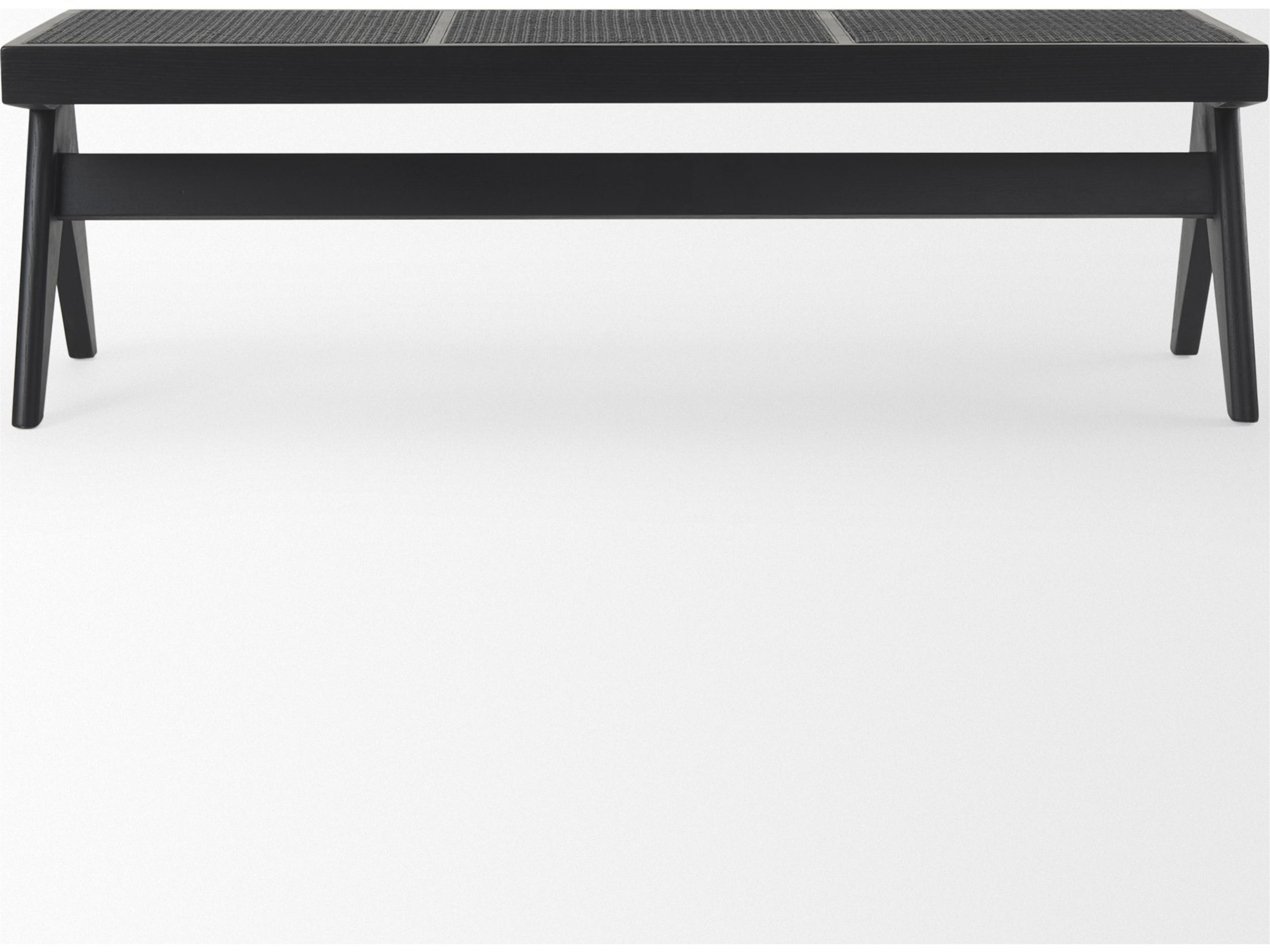 Mercana Arvin 59.1L x 17.7W x 18.1H Black Wooden Bench