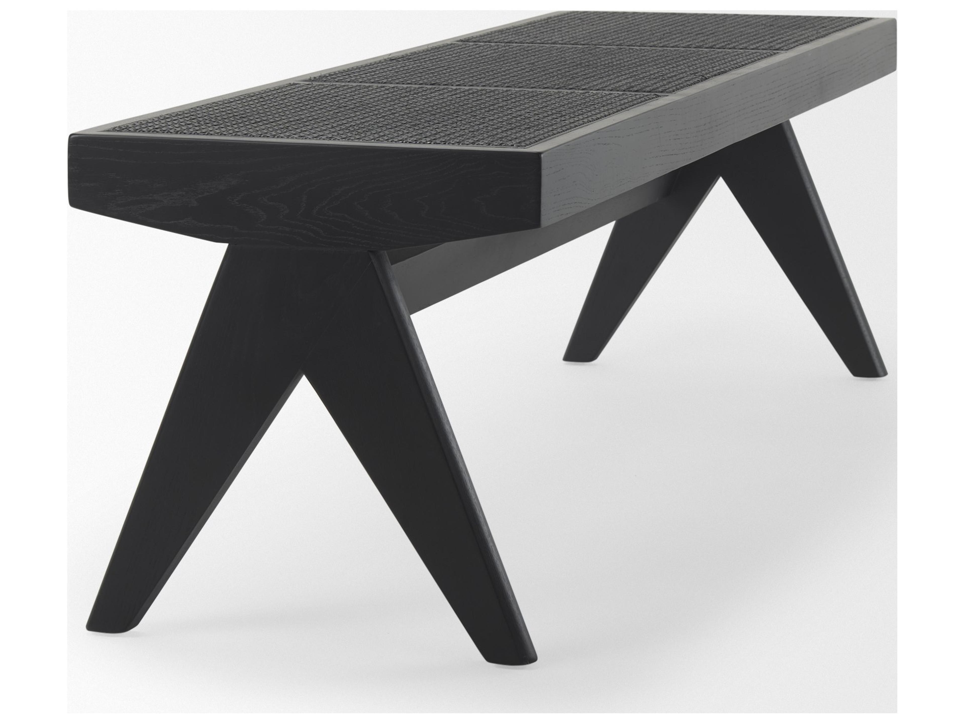 Mercana Arvin 59.1L x 17.7W x 18.1H Black Wooden Bench