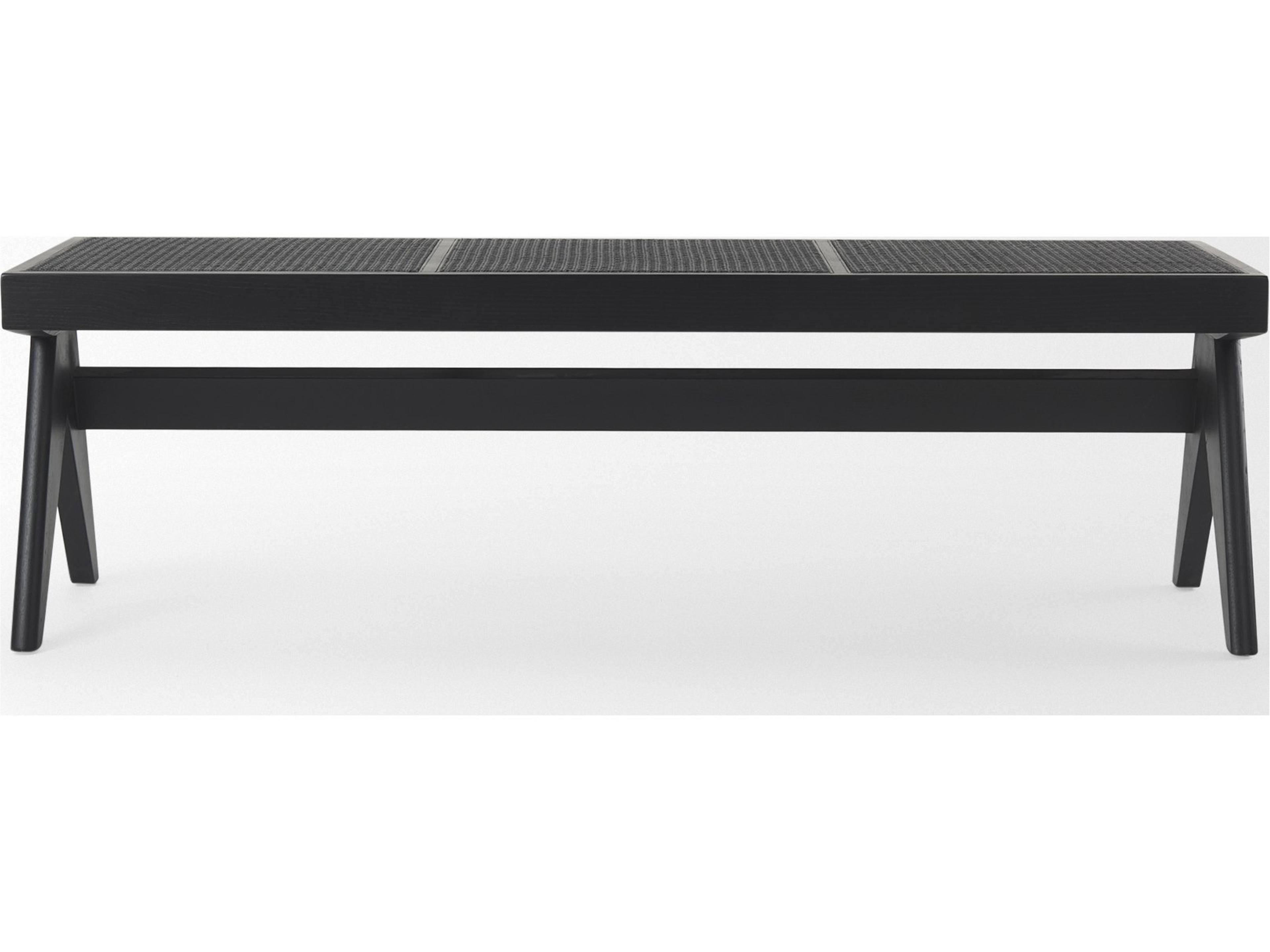 Mercana Arvin 59.1L x 17.7W x 18.1H Black Wooden Bench