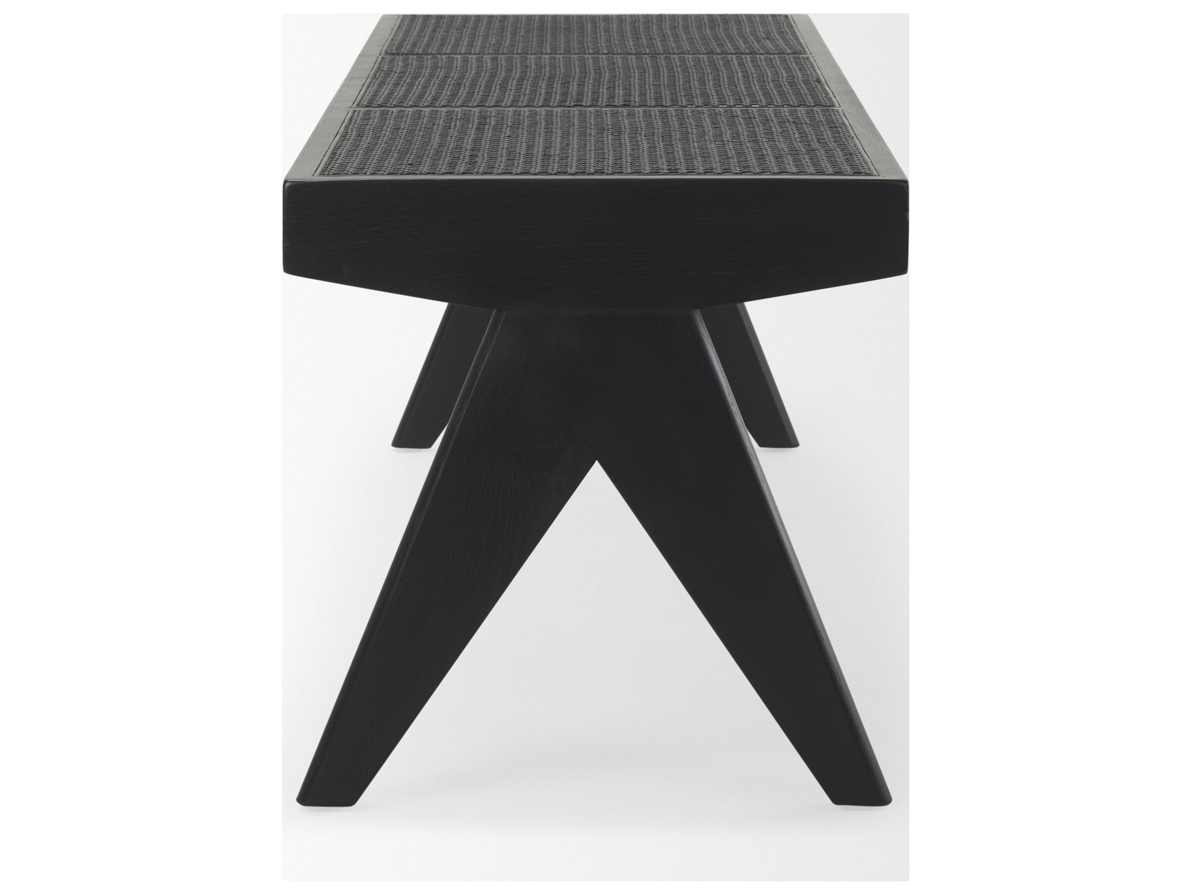 Mercana Arvin 59.1L x 17.7W x 18.1H Black Wooden Bench