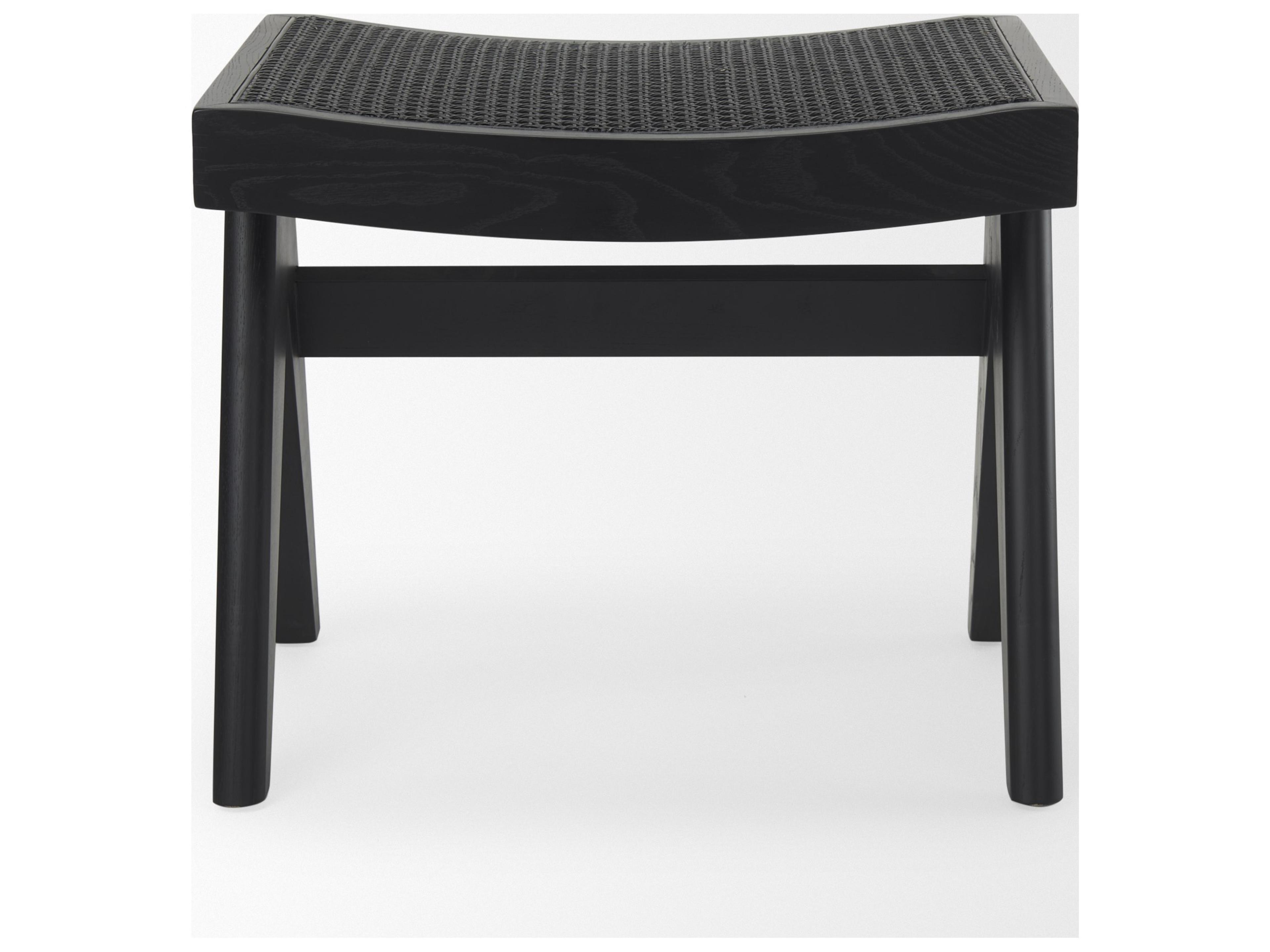Mercana Arvin 21.7L x 17.7W x 18.1H Black Wooden Stool