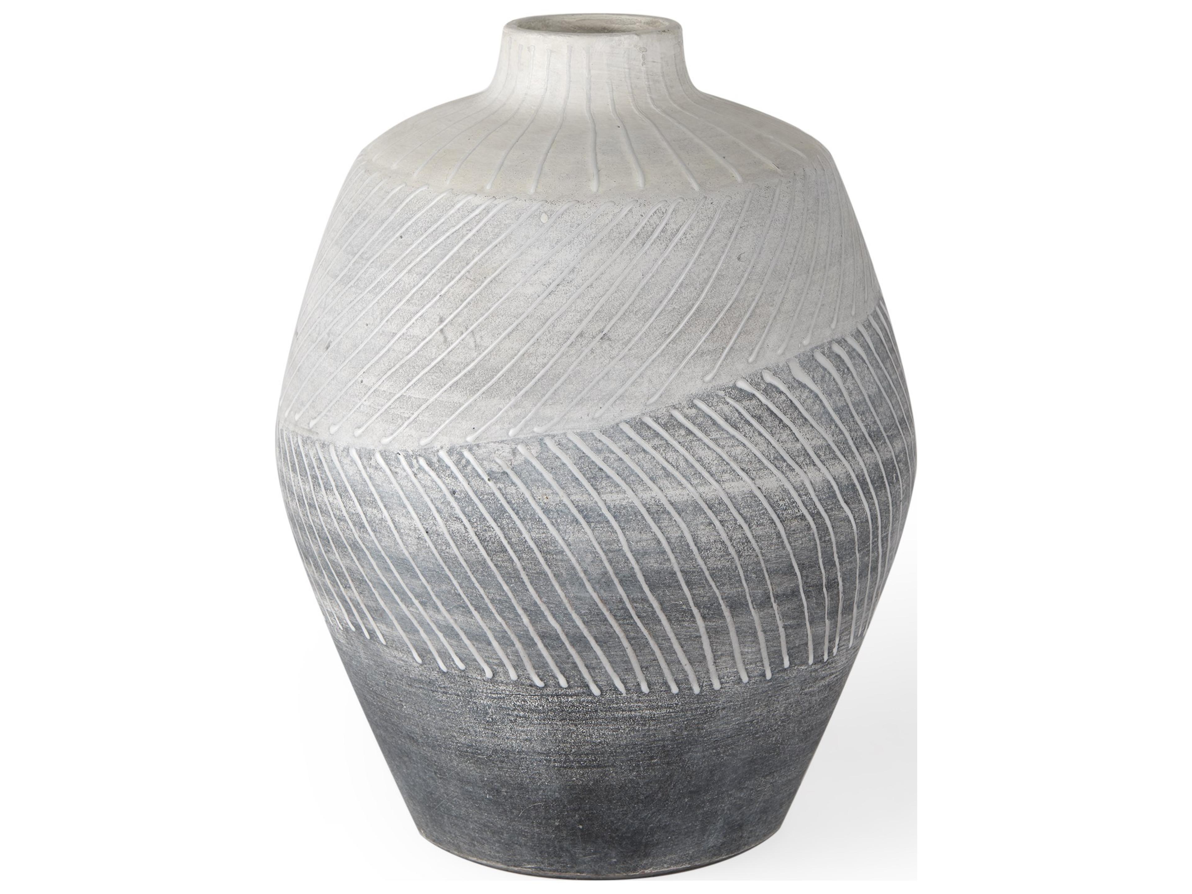 Blume 10H Off-White w/ Gray Textured Vase