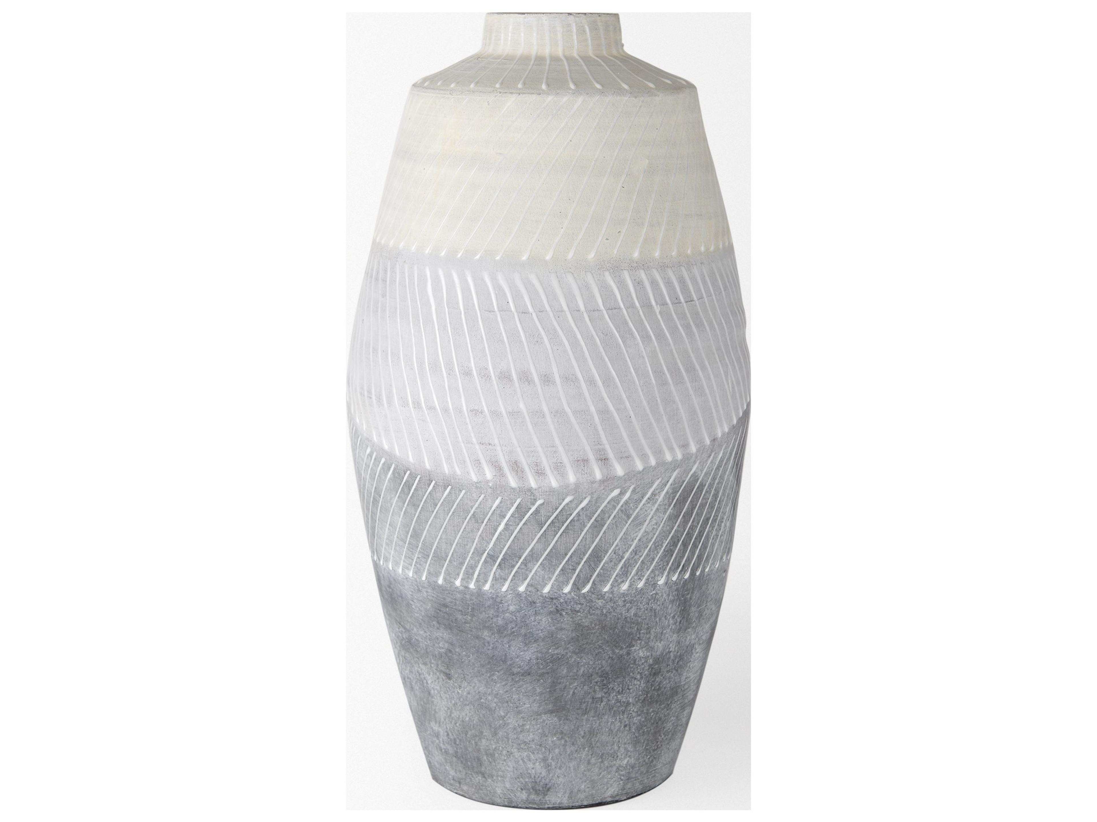 Mercana Blume 16.5H Off-White w/ Gray Textured Vase