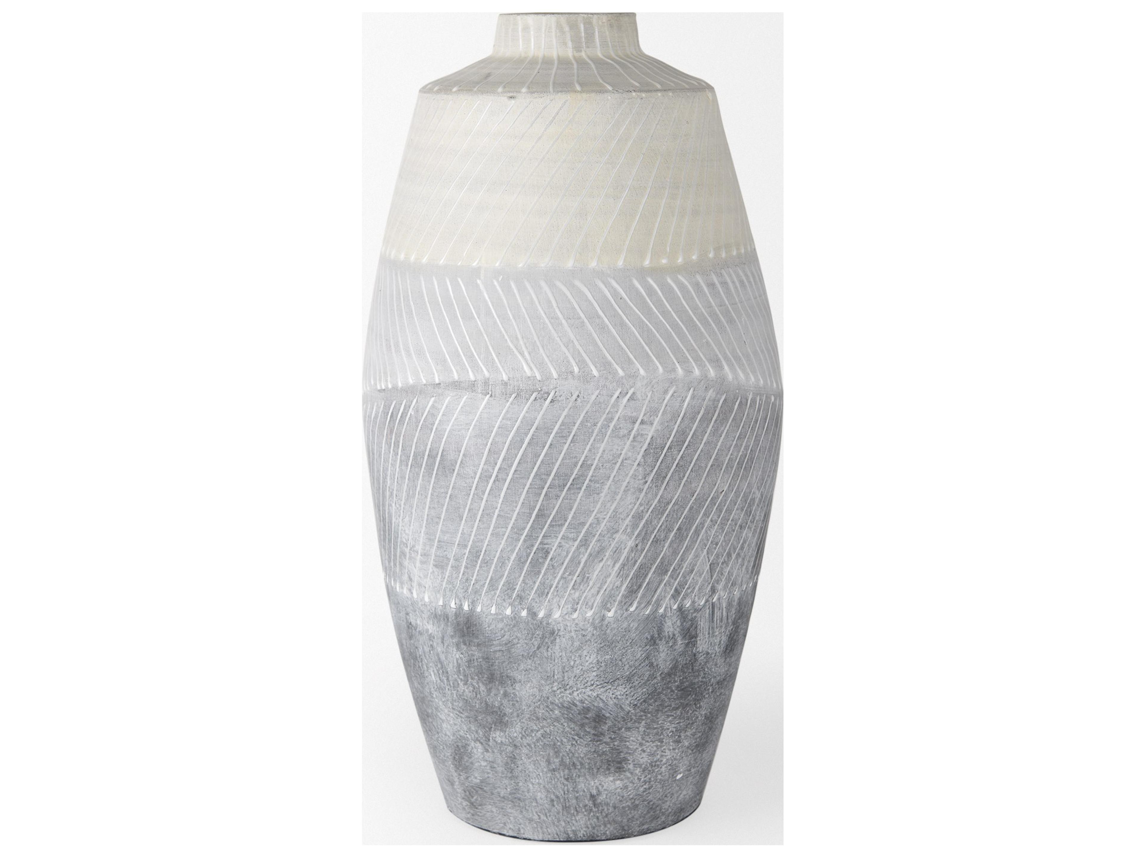 Mercana Blume 16.5H Off-White w/ Gray Textured Vase