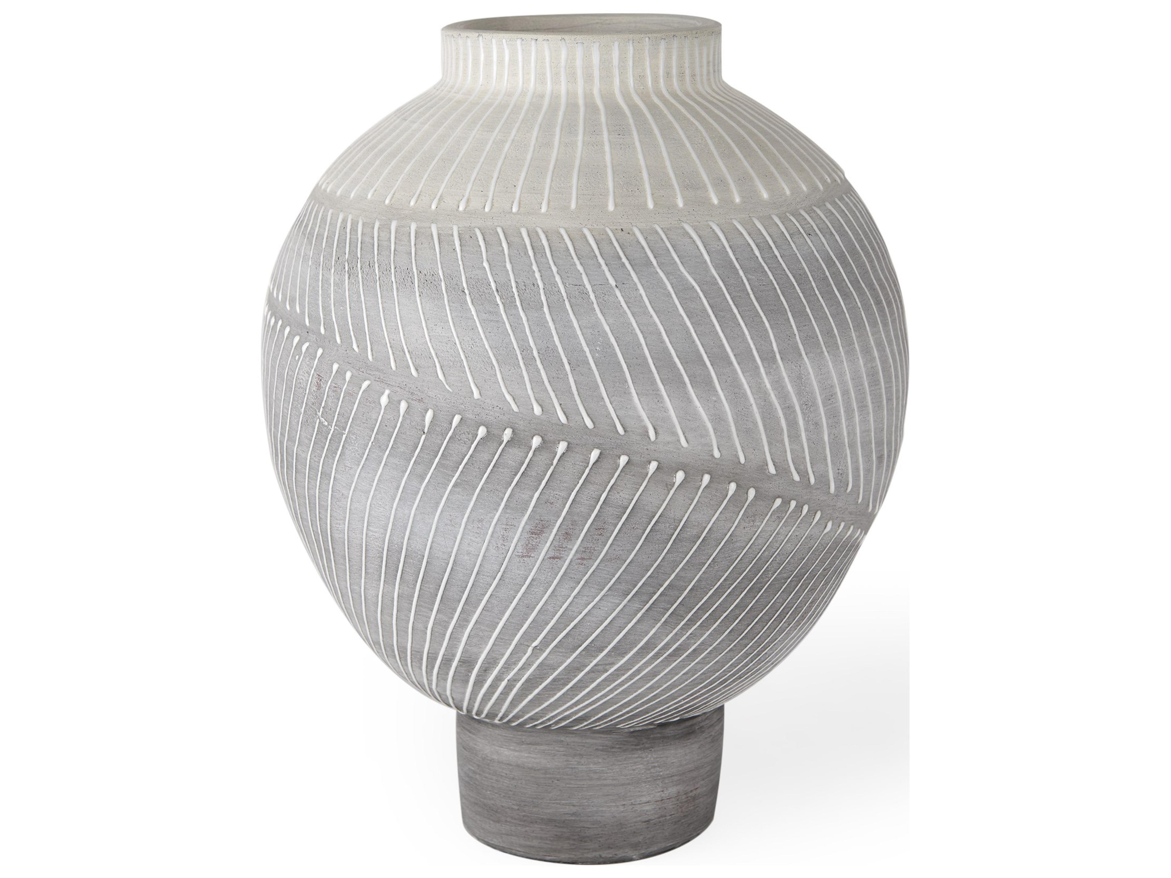 Blume 12.5H Off-White w/ Gray Textured Vase