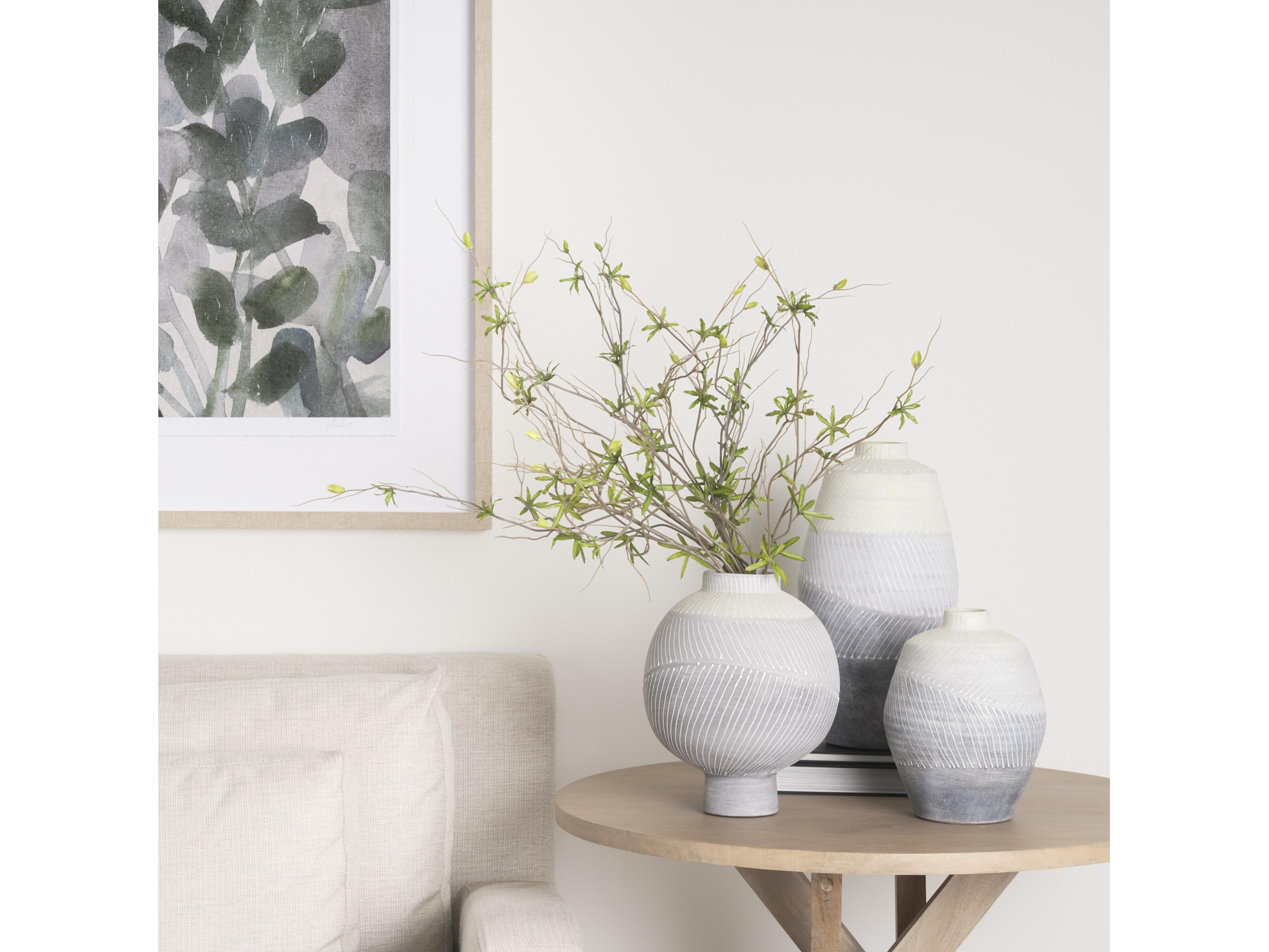 Mercana Blume 12.5H Off-White w/ Gray Textured Vase