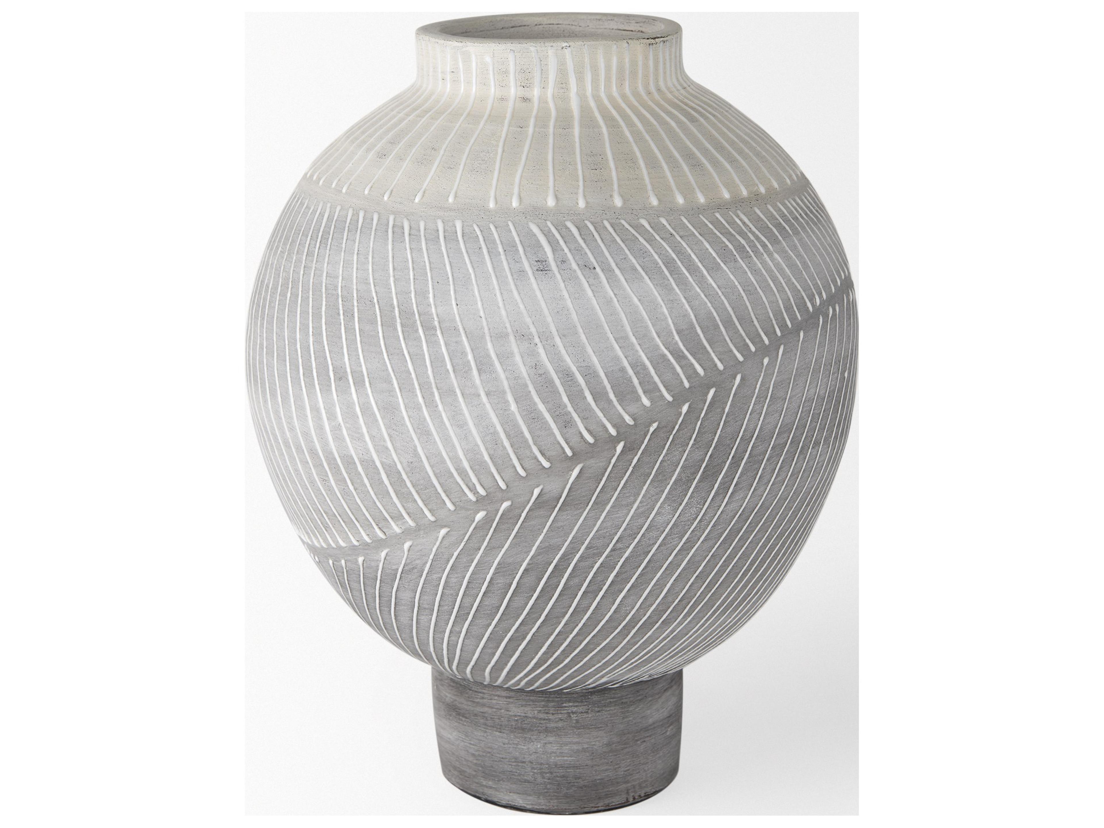 Mercana Blume 12.5H Off-White w/ Gray Textured Vase