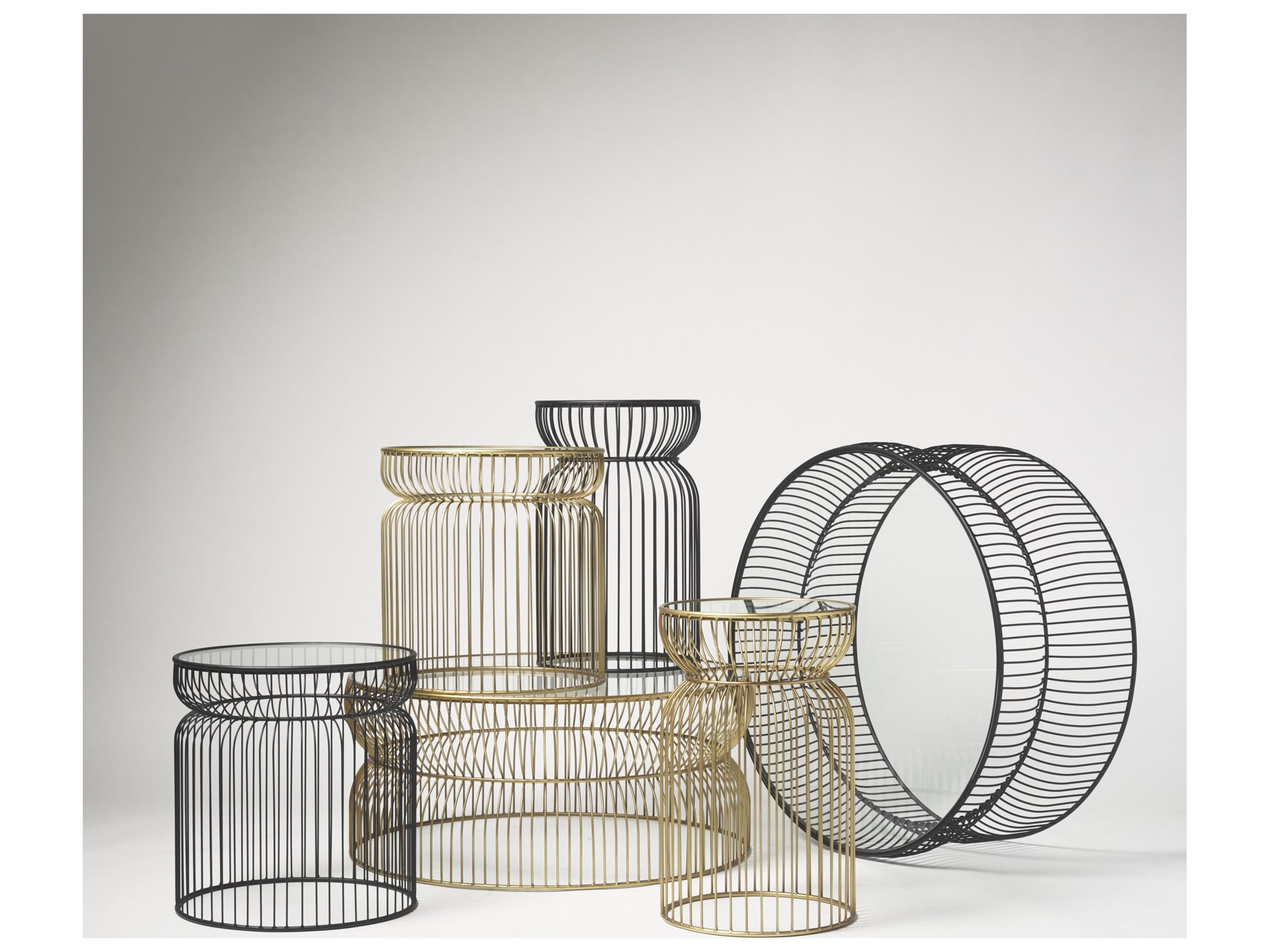 Mercana Shani Set of 2 Round, Gold Metal w/ Glass Accent Tables