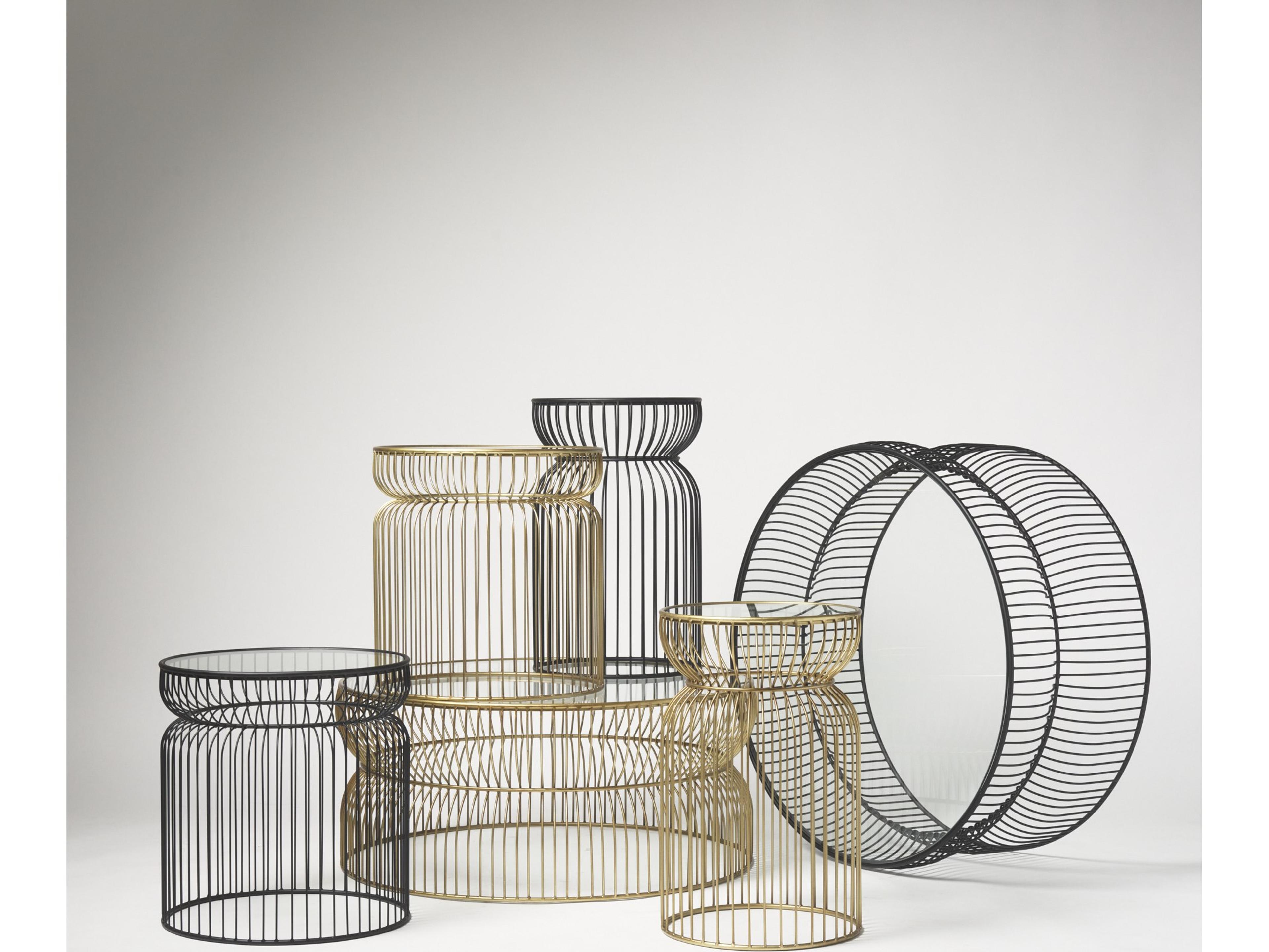 Mercana Shani Set of 2 Round, Black Metal w/ Glass, Accent Tables