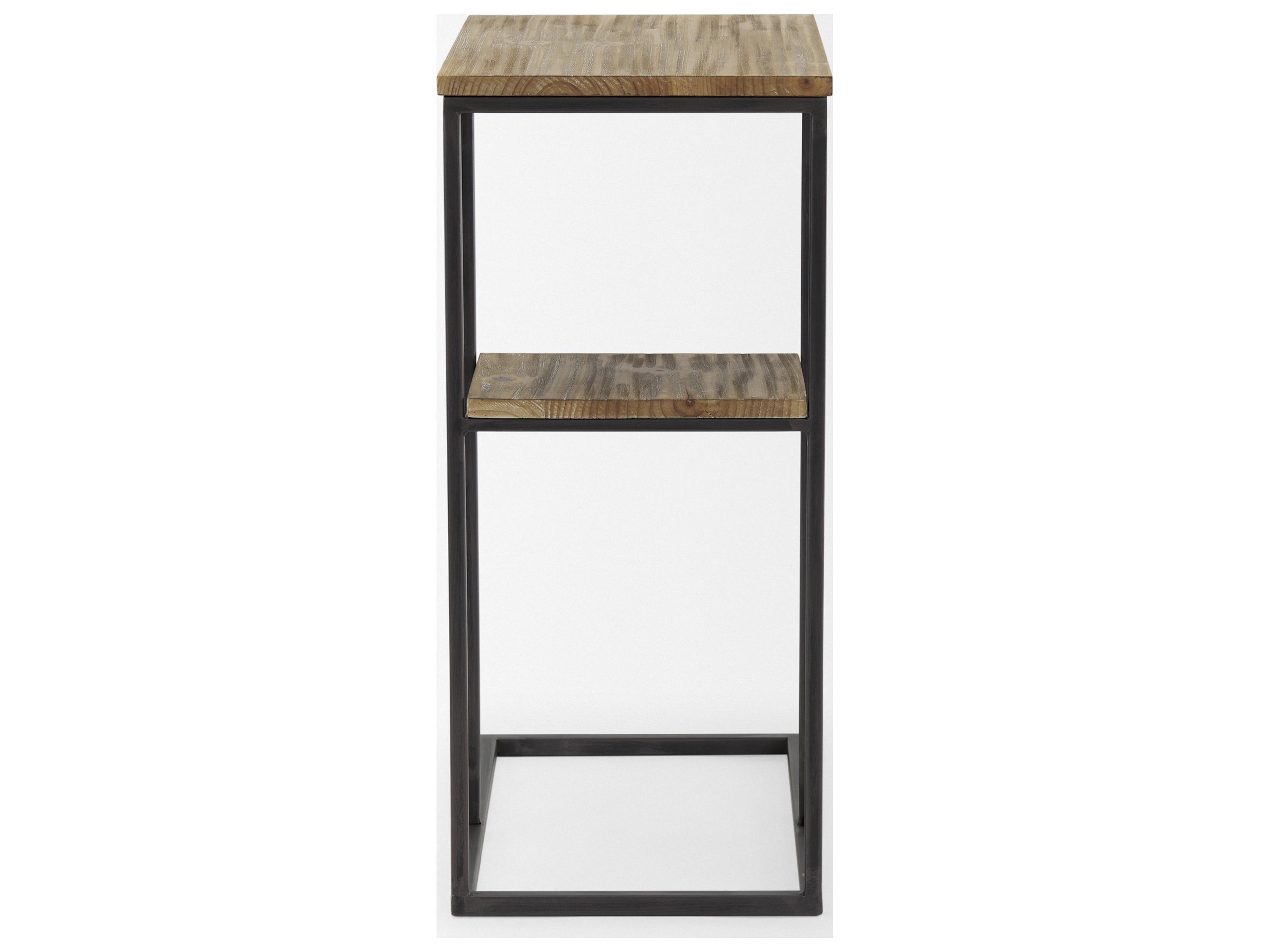 Mercana Ronin 25"H Rectangle 2-Tier Wood w/ Black Metal Accent Table