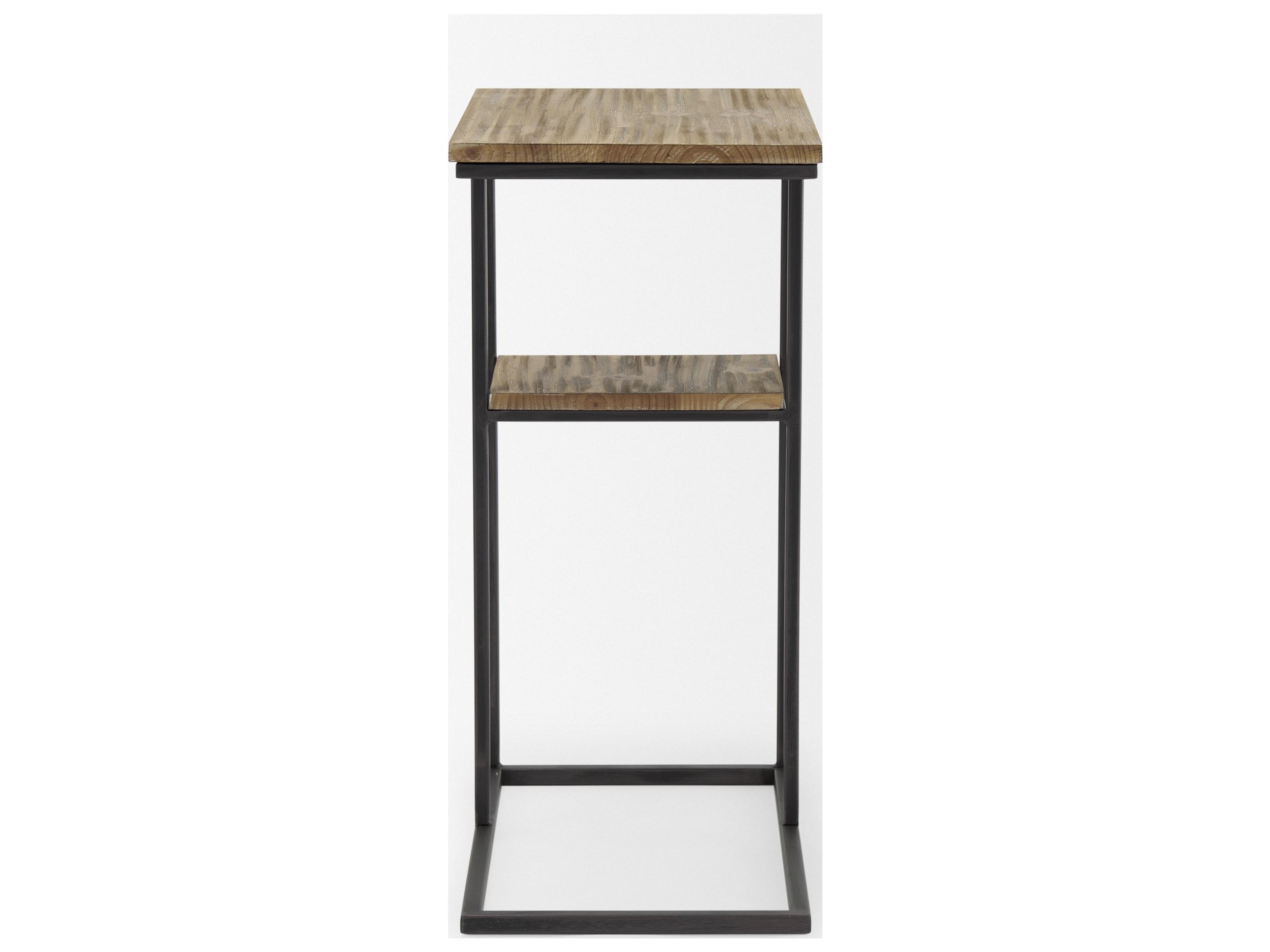 Mercana Ronin 25"H Rectangle 2-Tier Wood w/ Black Metal Accent Table