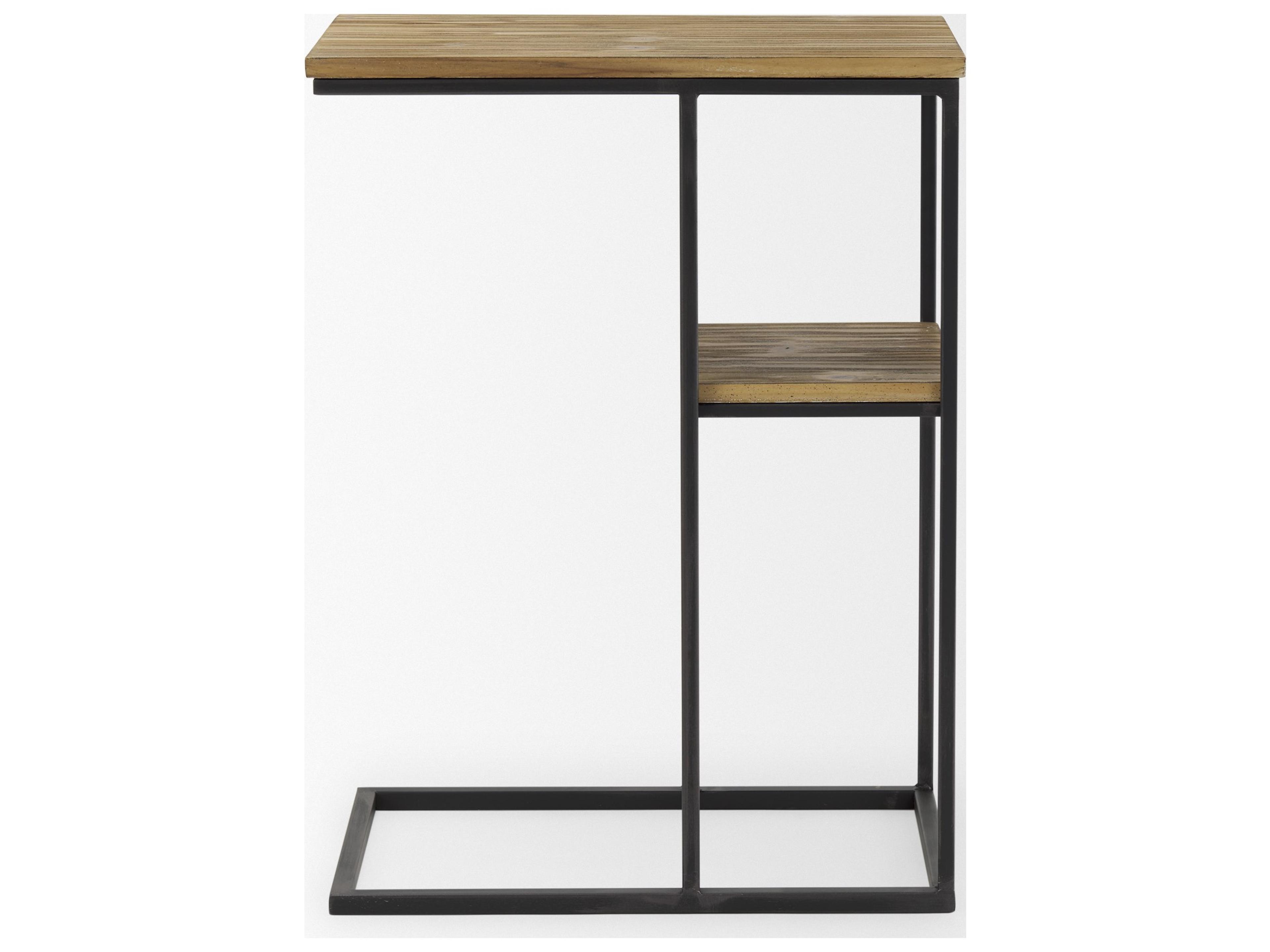 Mercana Ronin 25"H Rectangle 2-Tier Wood w/ Black Metal Accent Table